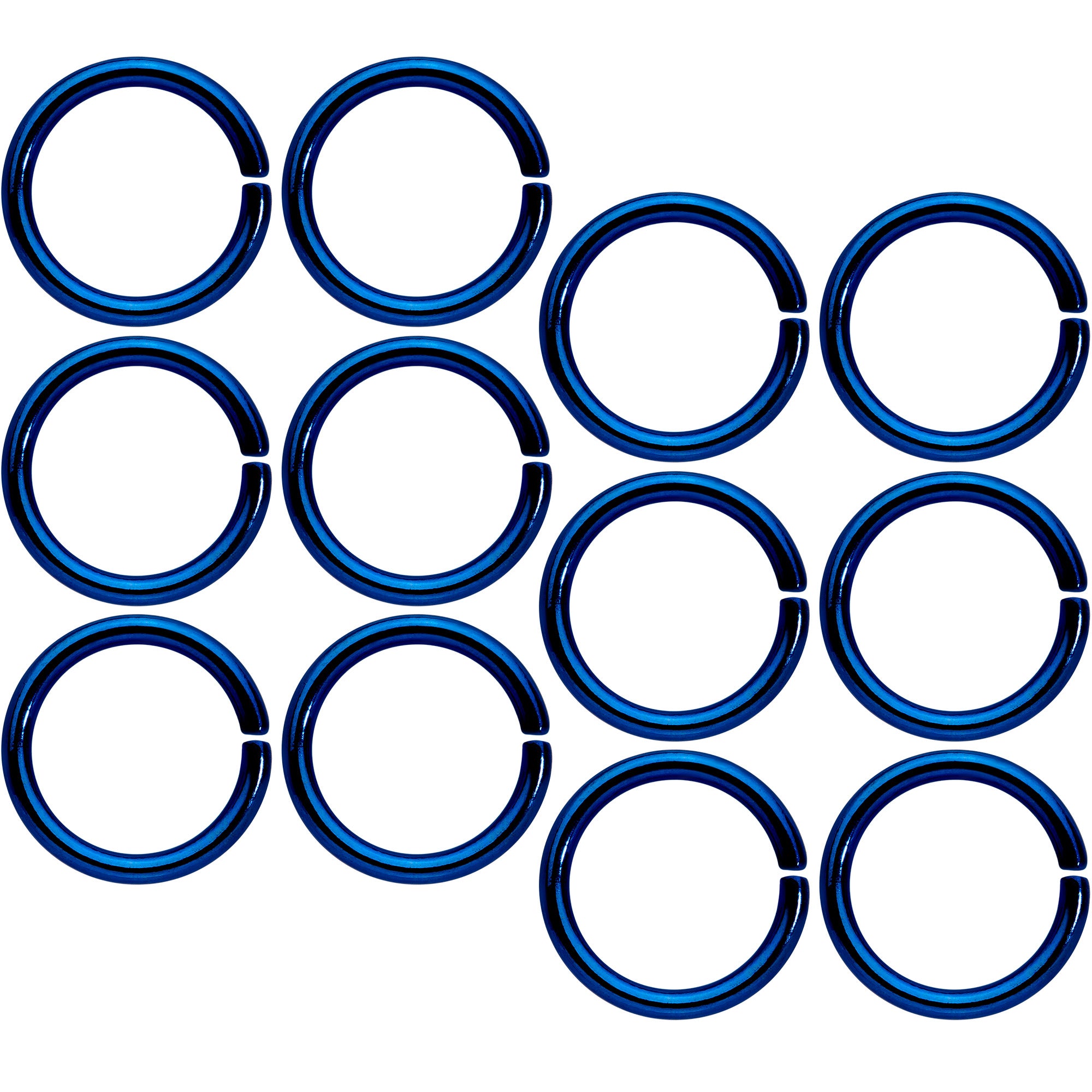 16 Gauge 5/16 Blue Anodized Seamless Cartilage Ring Set of 12