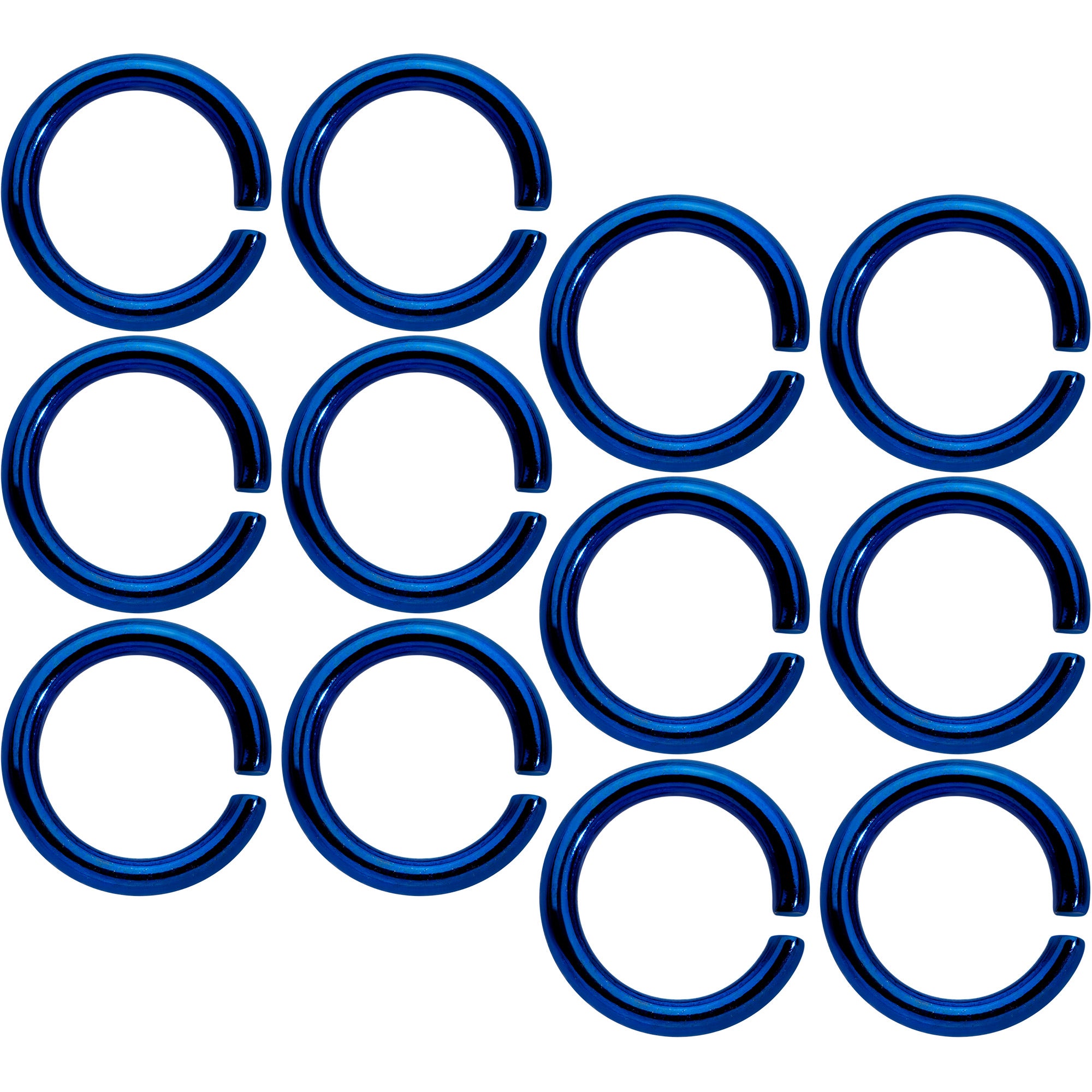 14 Gauge 5/16 Blue Anodized Seamless Cartilage Ring Set of 12