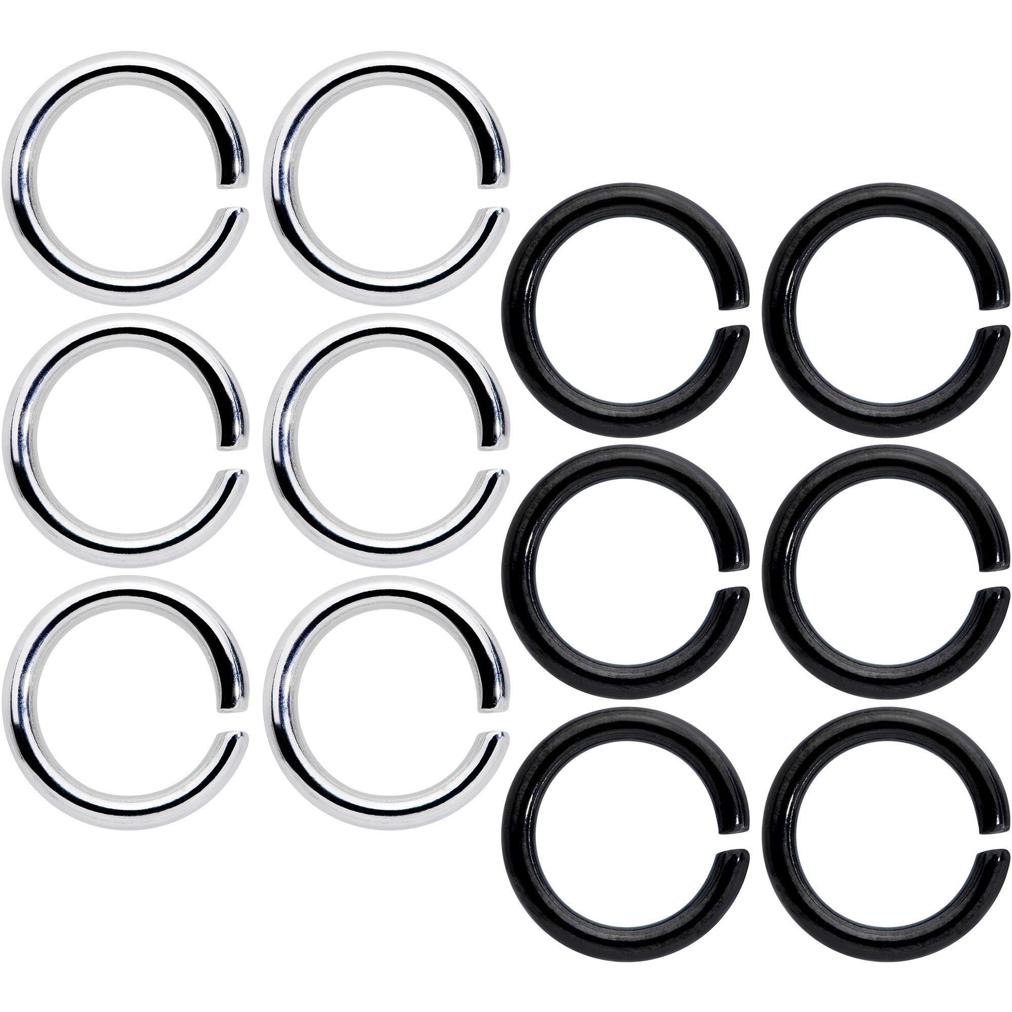 14 Gauge 5/16 Steel Black Anodized Seamless Cartilage Ring Set of 12