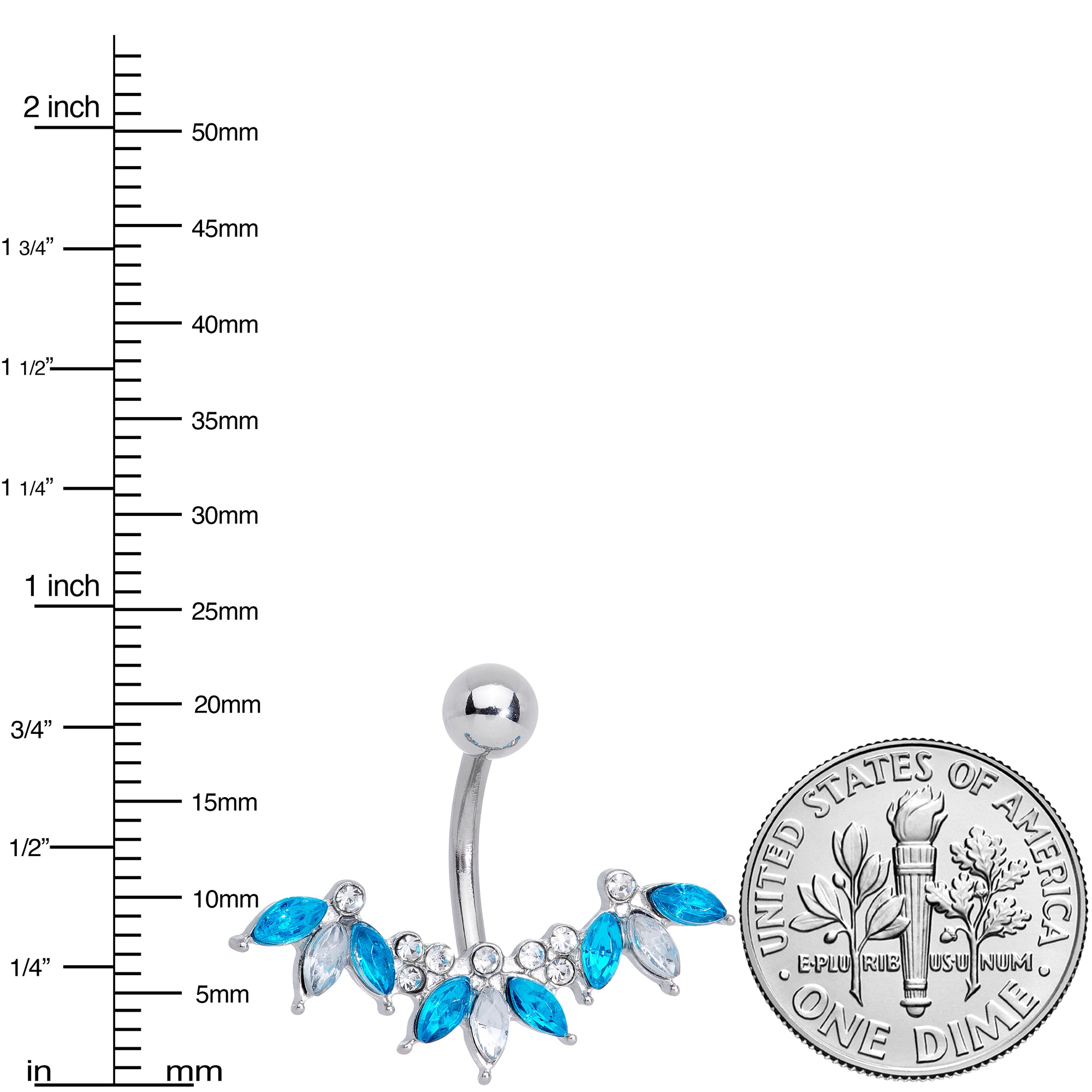 Clear Aqua Gem Comely Clusters Belly Ring