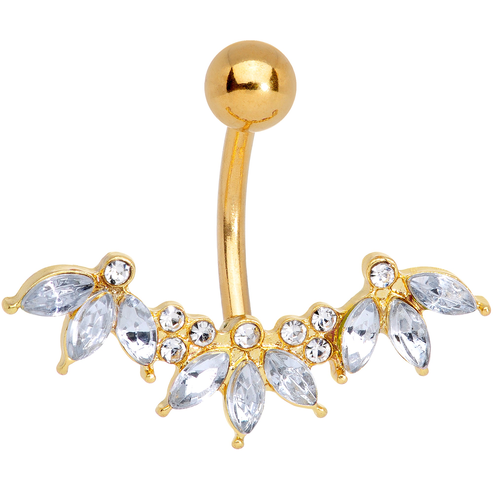 Clear Gem Gold Tone Anodized Comely Clusters Belly Ring