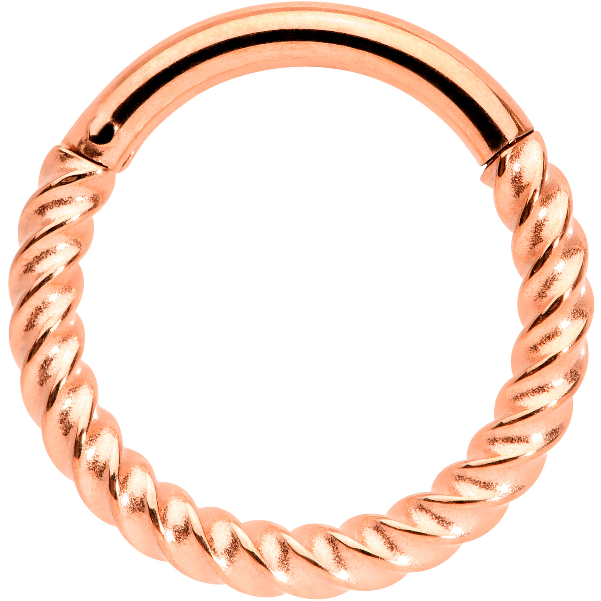 14 Gauge 3/8 Rose Gold Tone Twisted Elegance Septum Clicker