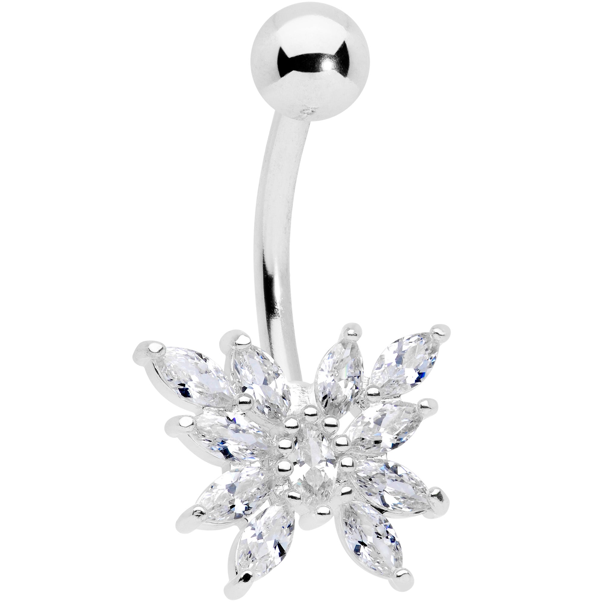 Clear CZ Gem Stylized Butterfly Belly Ring