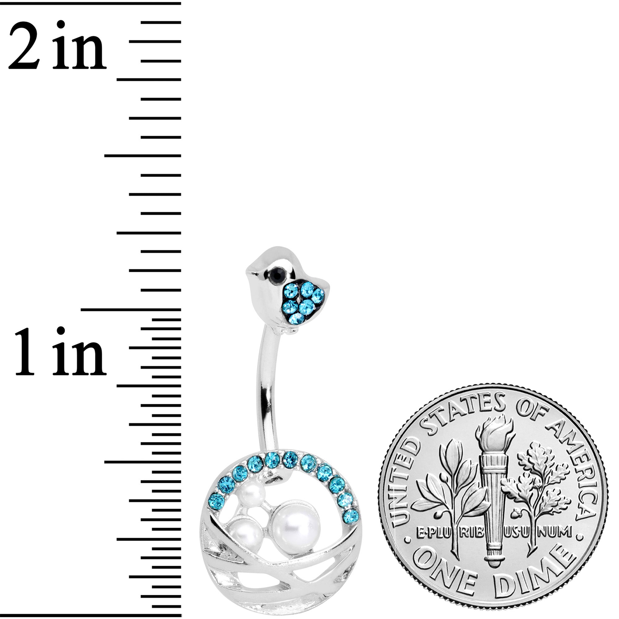 Aqua Gem Chick Basket of Eggs Belly Ring