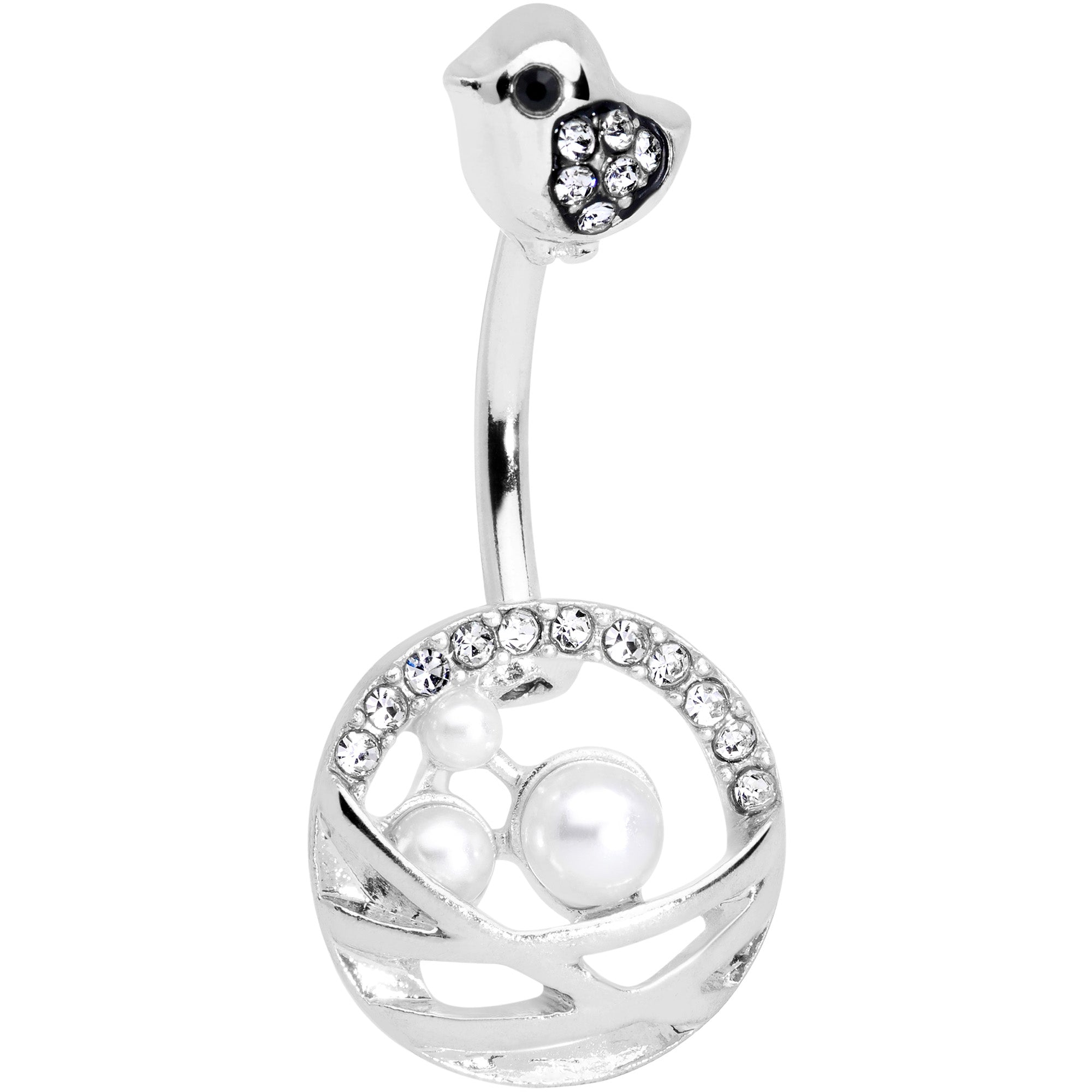 Clear Gem Chick Basket of Eggs Belly Ring