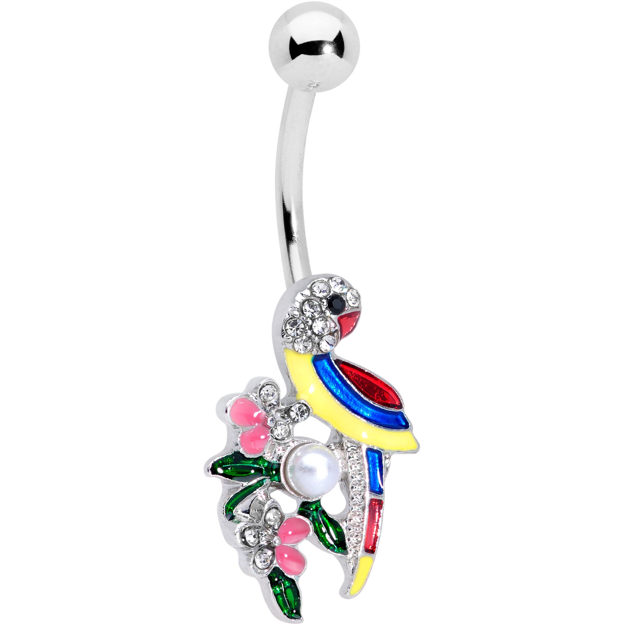 Clear Gem Tropical Parrot Belly Ring