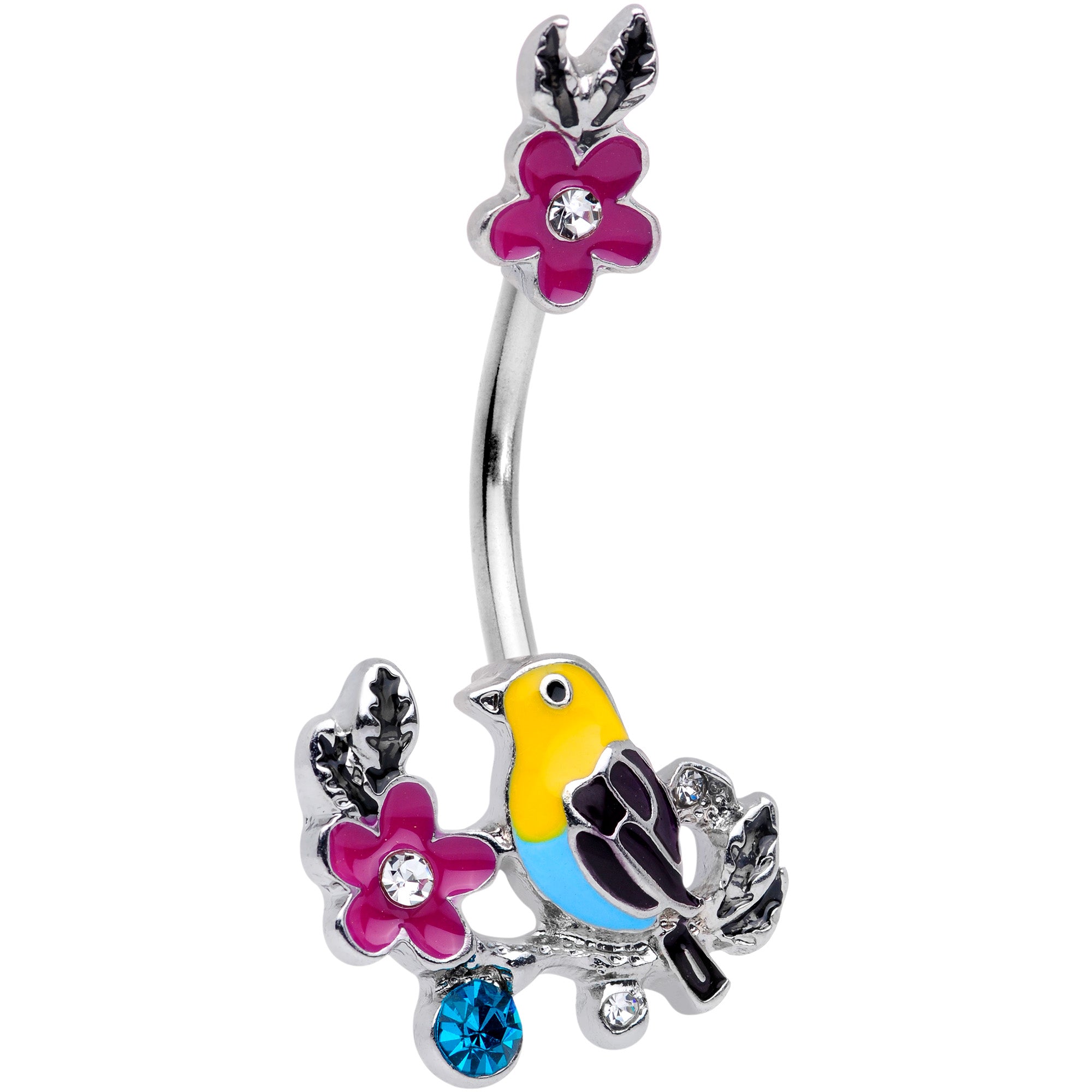 Aqua Clear Gem Bird Flower Butterfly Double Mount Belly Ring