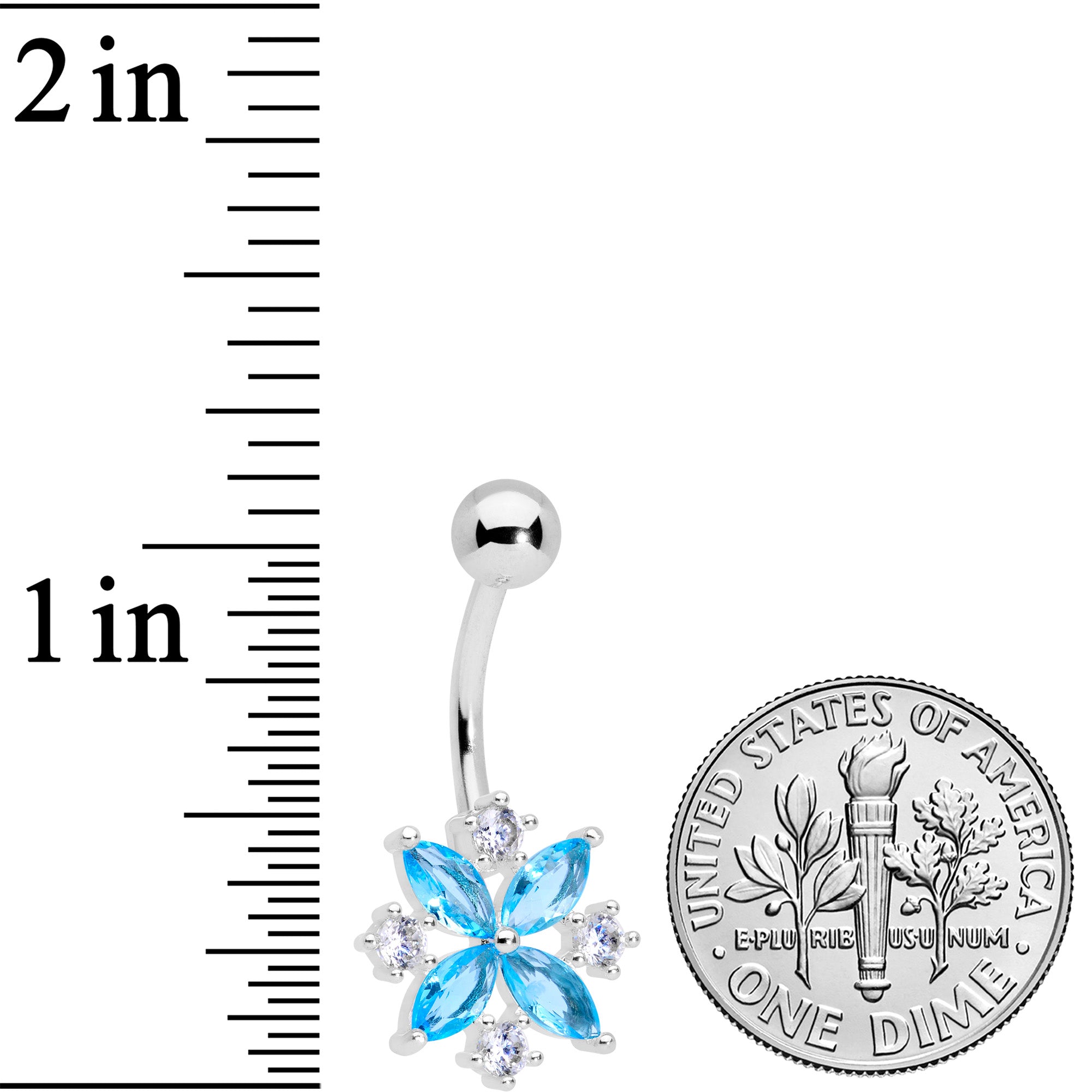 Aqua Clear CZ Gem Star Burst Belly Ring