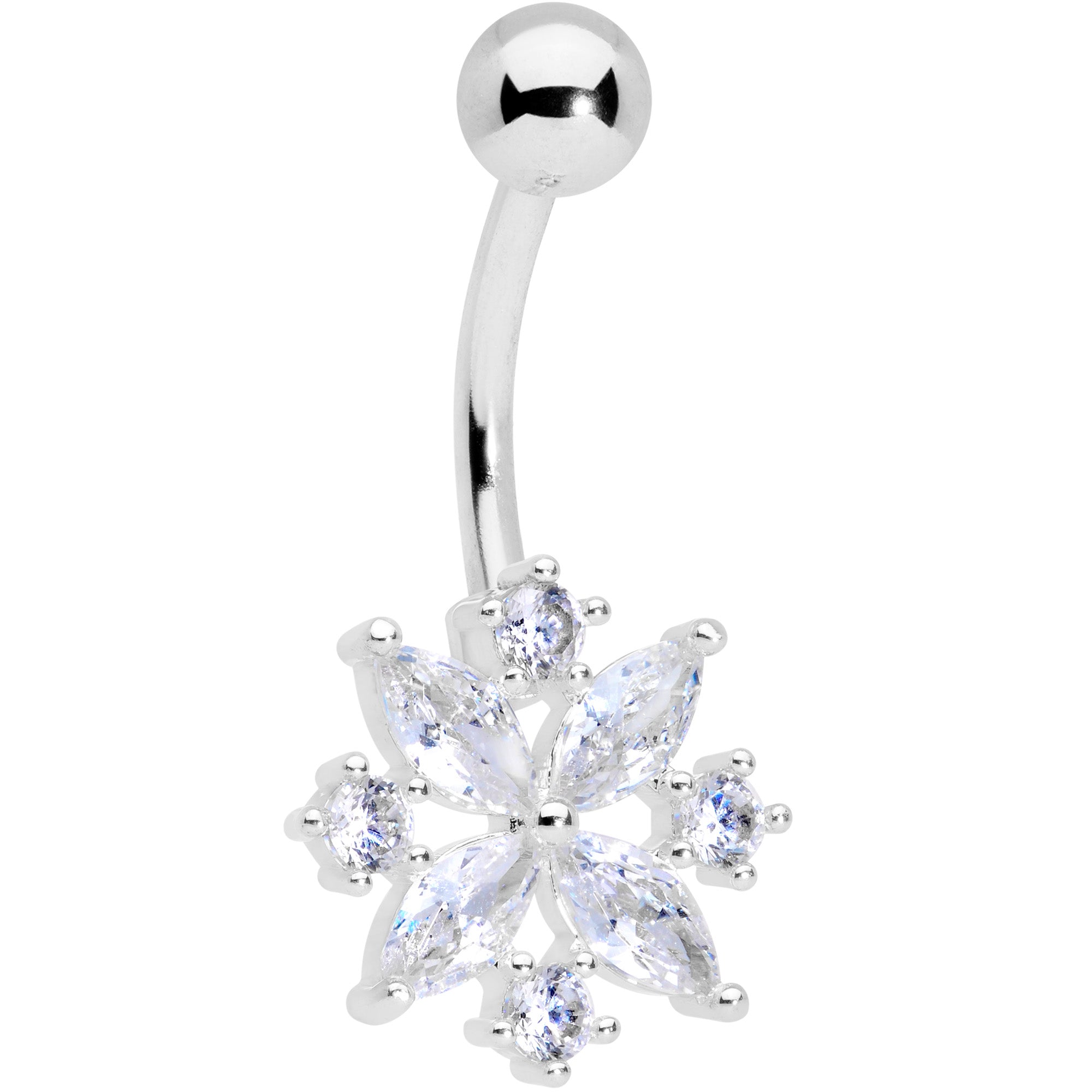 Clear CZ Gem Star Burst Belly Ring