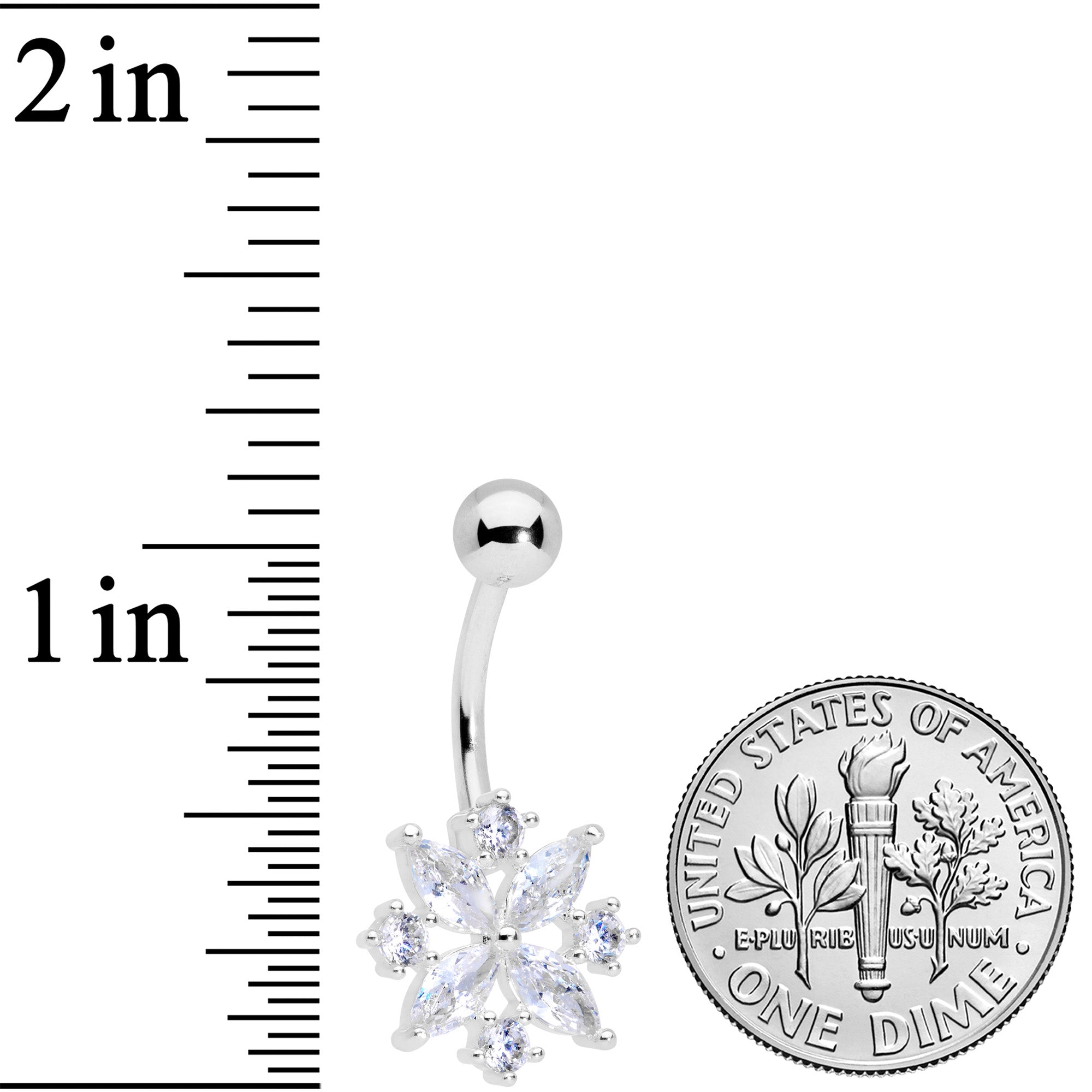 Clear CZ Gem Star Burst Belly Ring