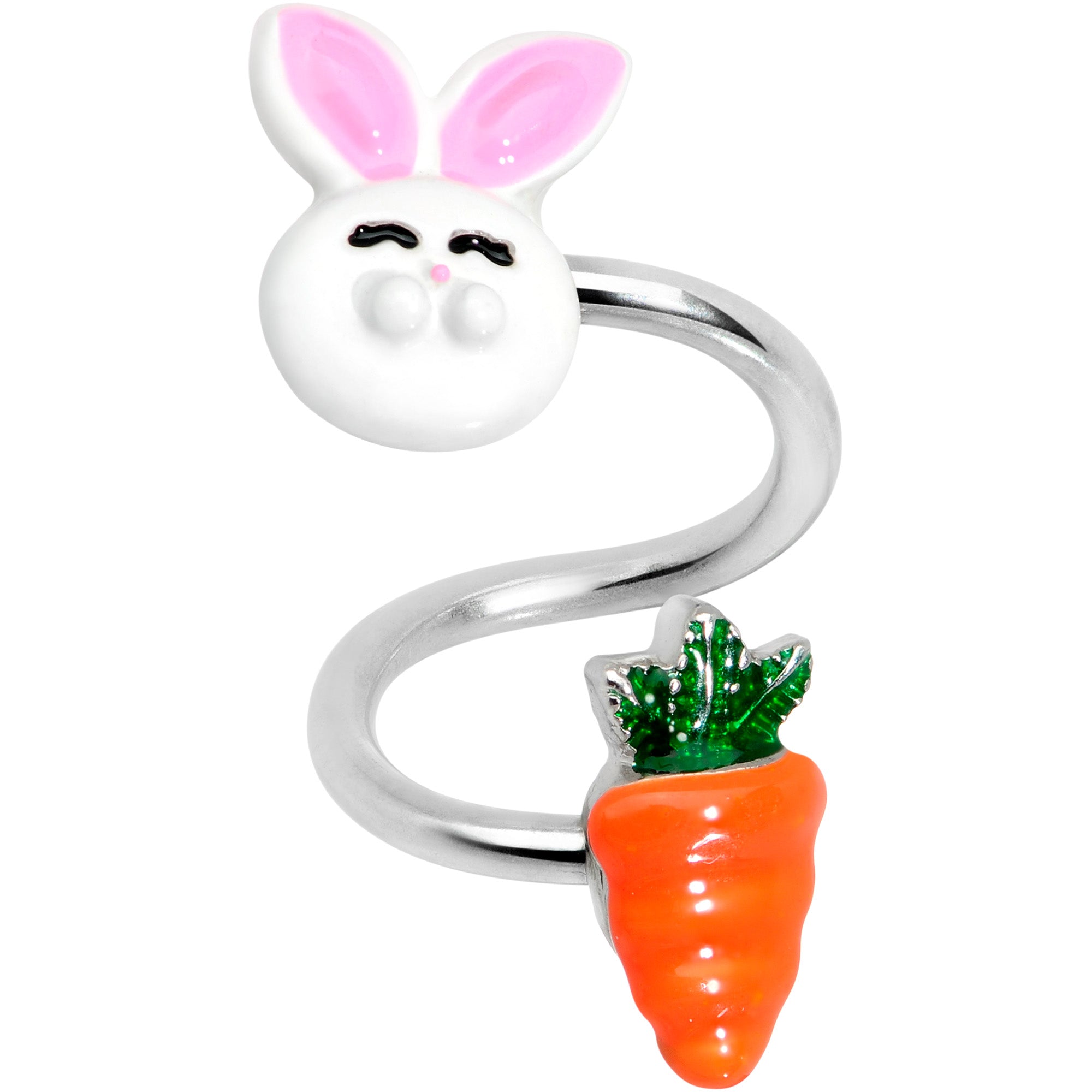 Happy Easter Bunny Carrot Spiral Twister Belly Ring