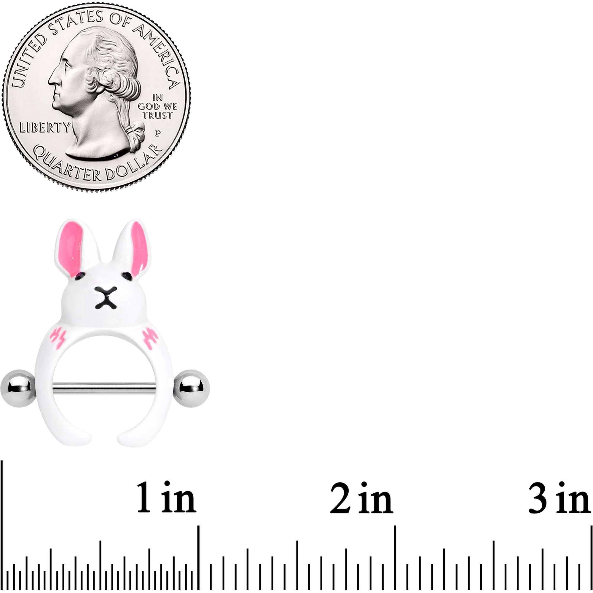 14 Gauge 9/16 White Rabbit Easter Nipple Shield Set