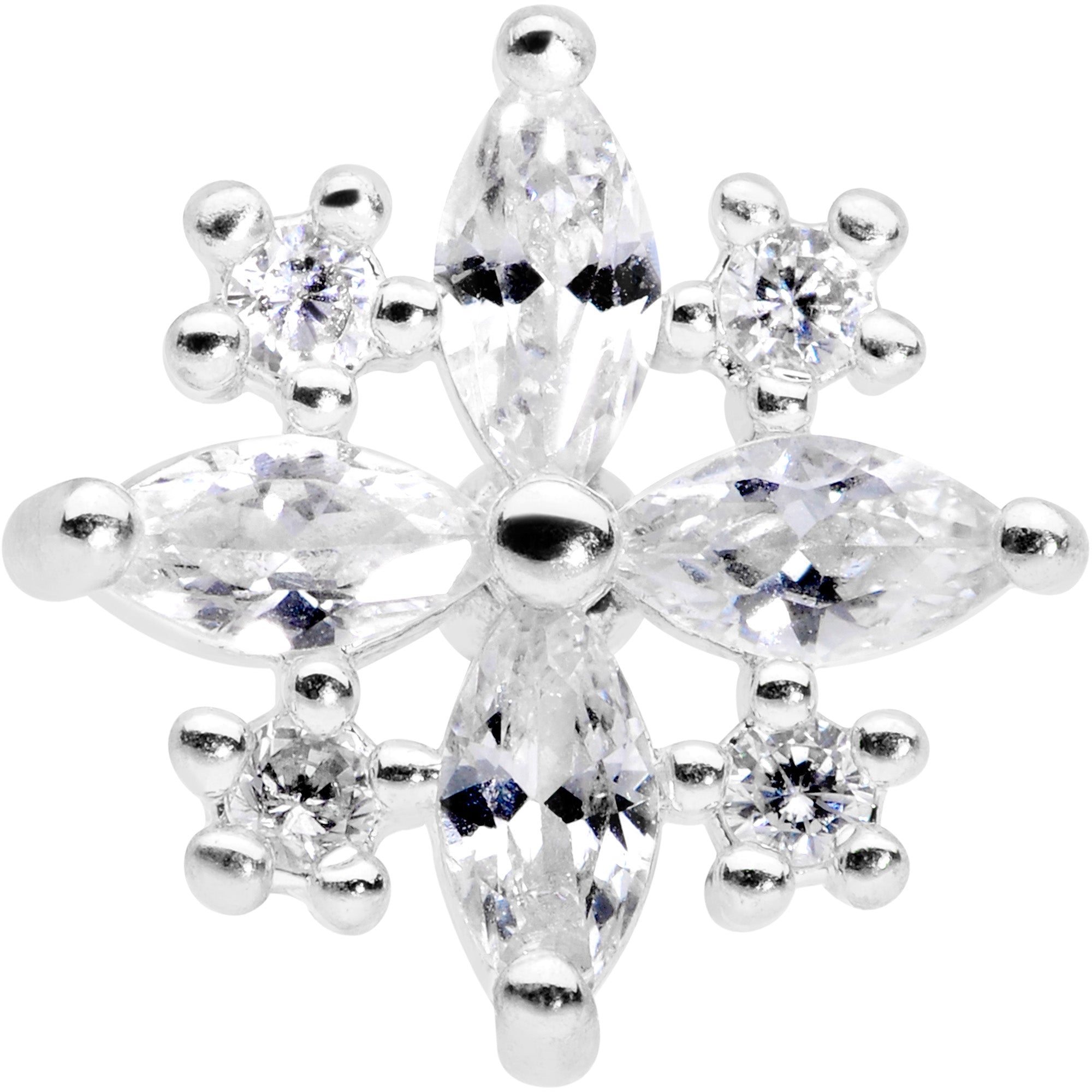 16 Gauge 1/4 Clear CZ Gem Star Burst Cartilage Tragus