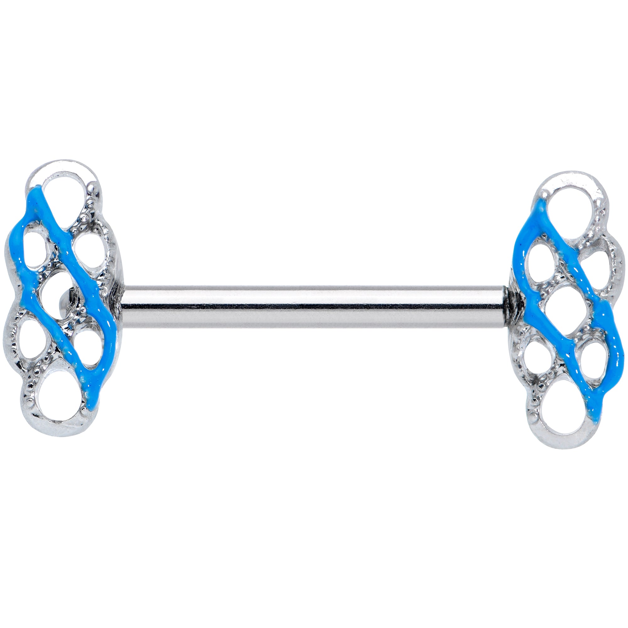 14 Gauge 9/16 Clear Gem Blue Celtic Knot Barbell Nipple Ring Set