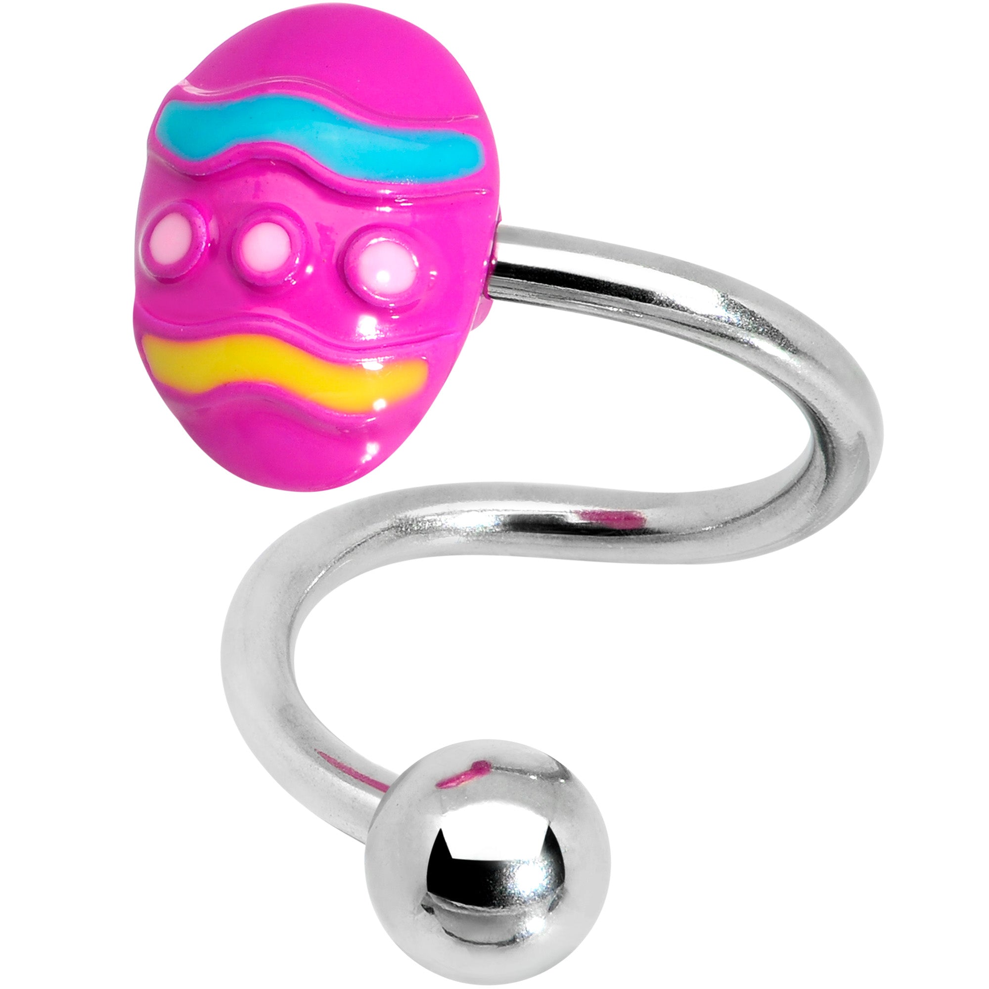 Pink Easter Egg Spiral Twister Belly Ring