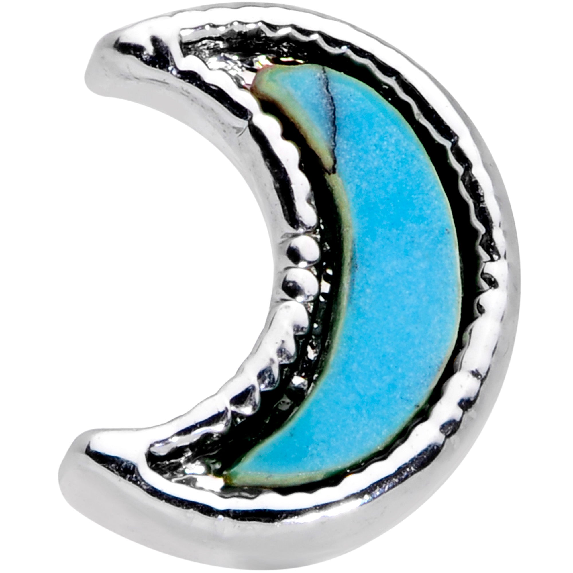 20 Gauge 5/16 Faux Turquoise Crescent Moon Nose Hoop