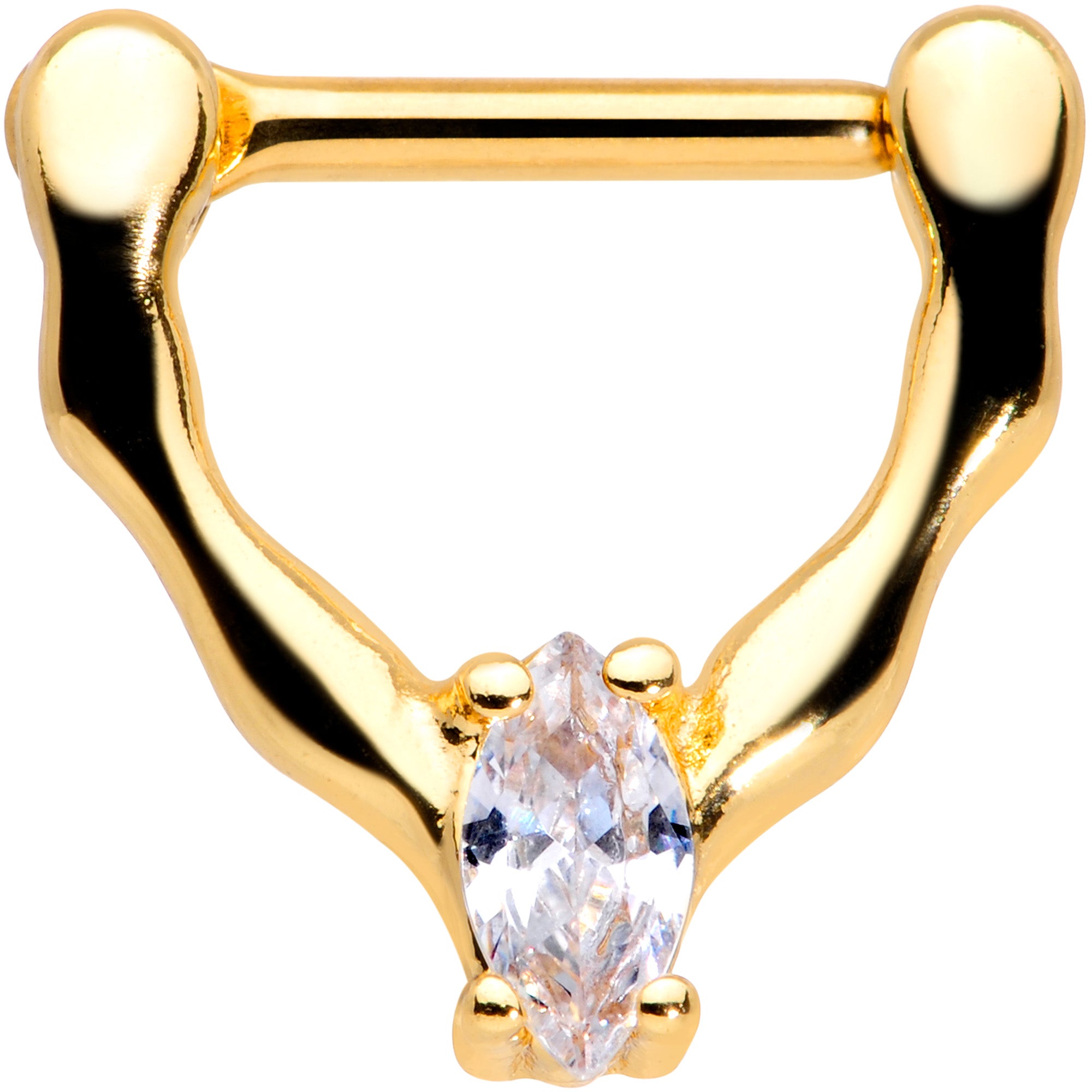 16 Gauge 5/16 Clear CZ Gem Gold Tone Simple Cartilage Clicker