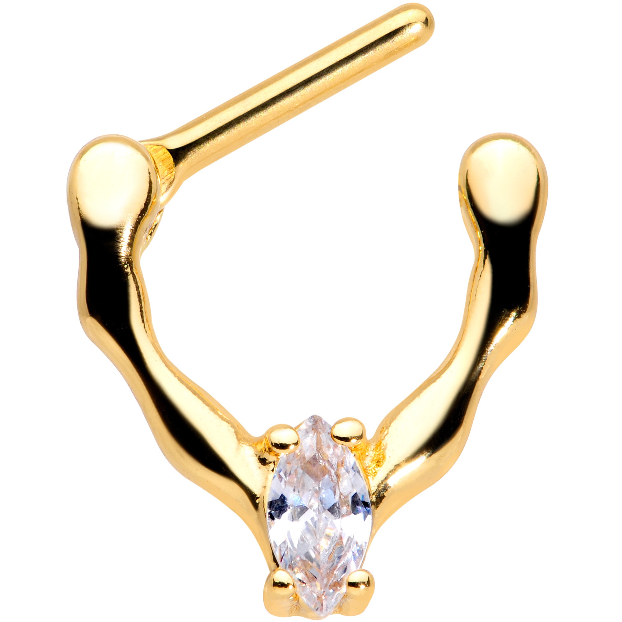 16 Gauge 5/16 Clear CZ Gem Gold Tone Simple Cartilage Clicker