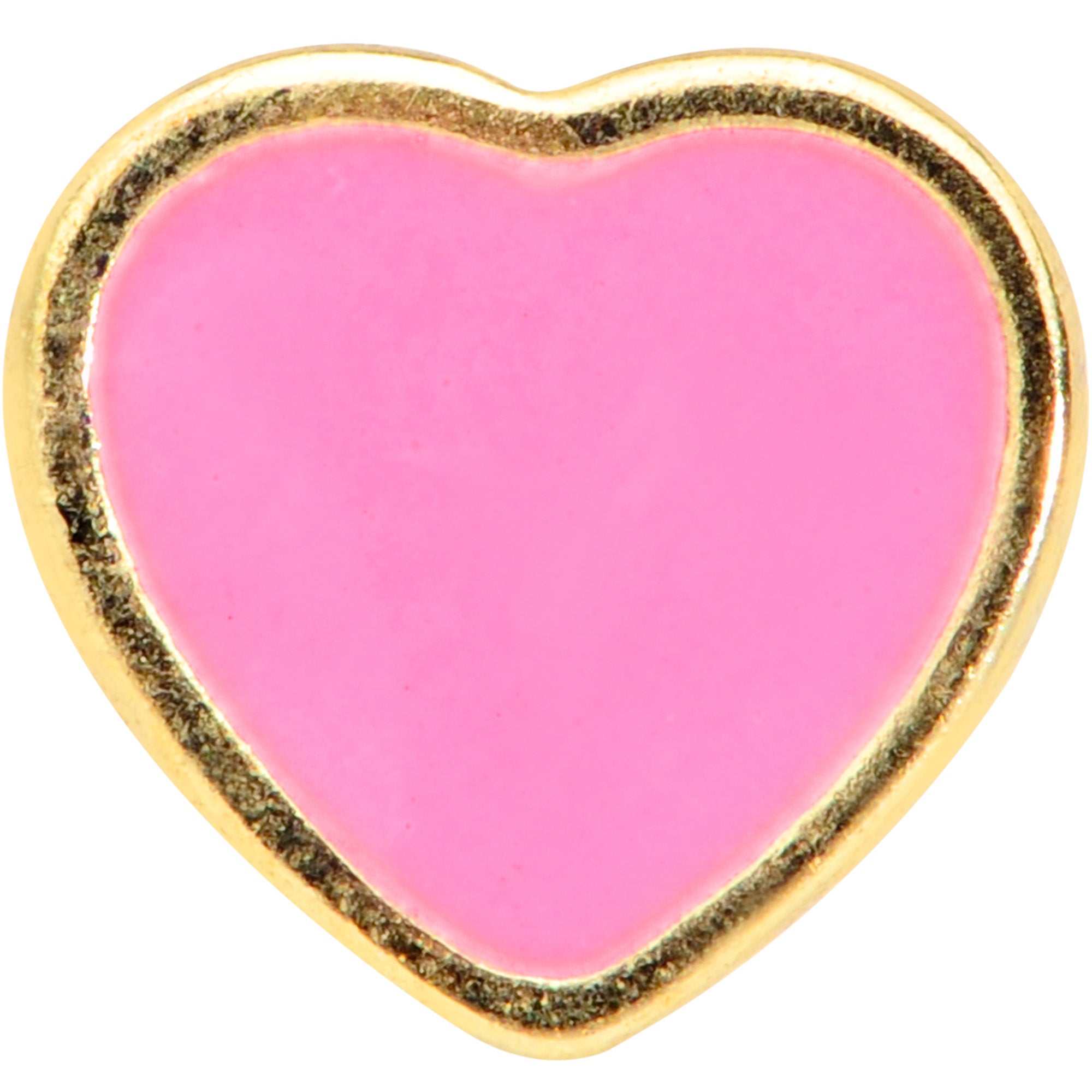 20 Gauge 5/16 Gold Tone Pink Heart Nose Hoop