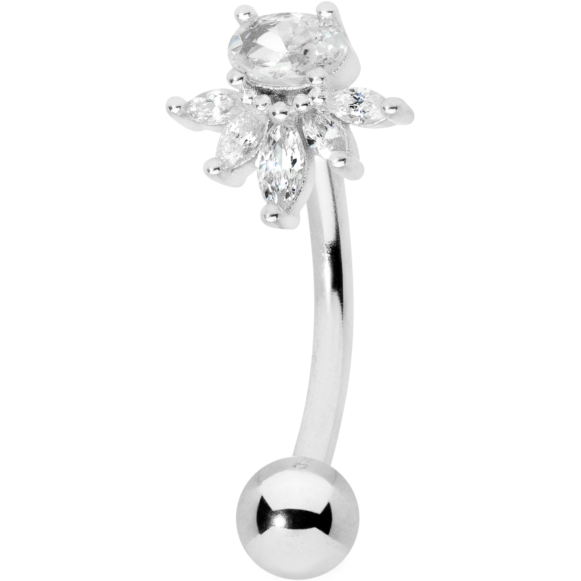 Clear Gem Spray Belly Ring