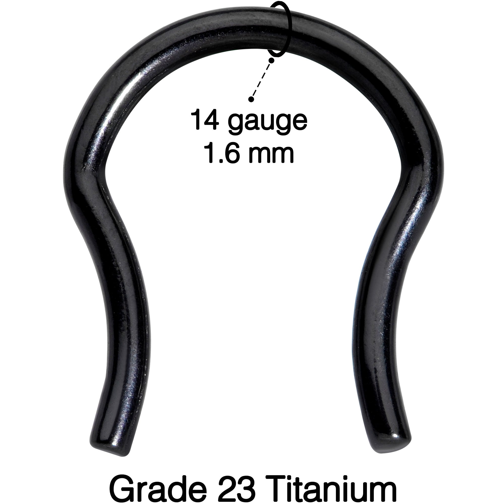 14 Gauge 5/8 ASTM F-136 Black Titanium Septum Retainer