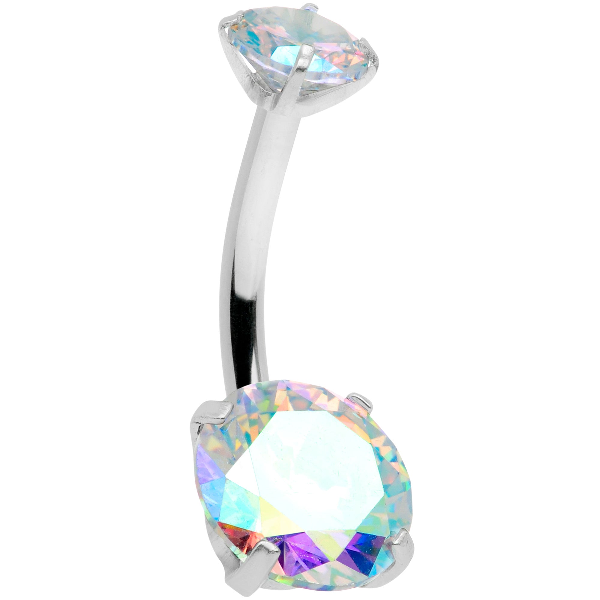 Aurora CZ Gem Internally Threaded Belly Ring