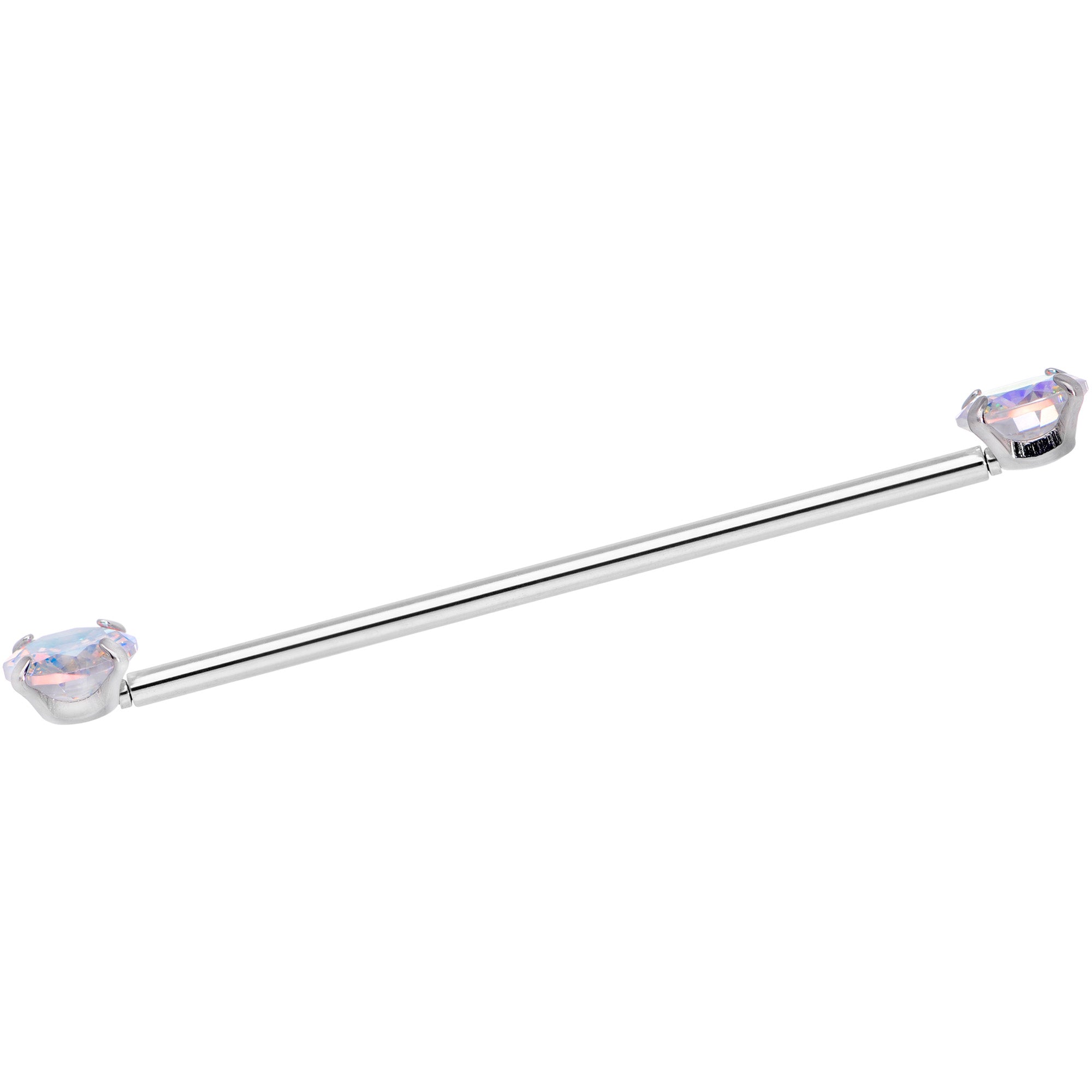 14 Gauge Aurora CZ Gem Threadless Industrial Barbell 38mm