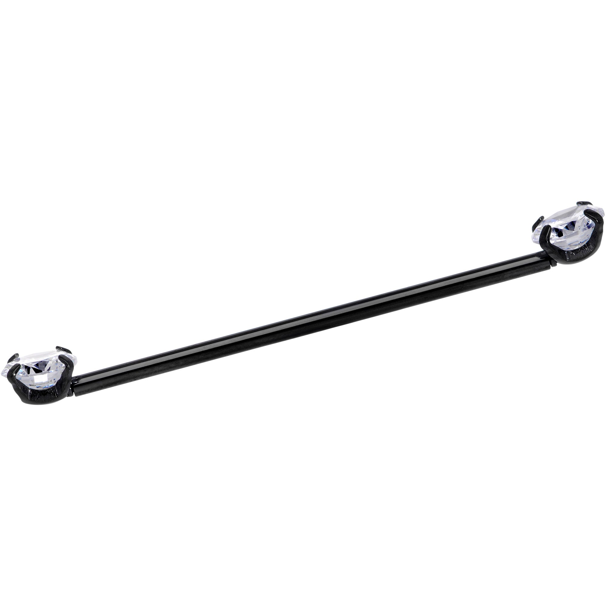 14 Gauge Clear CZ Gem Black Threadless Industrial Barbell 38mm