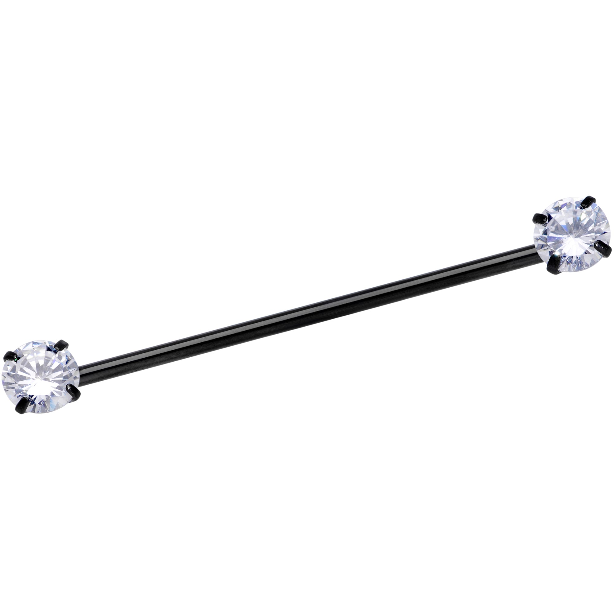 14 Gauge Clear CZ Gem Black Threadless Industrial Barbell 38mm