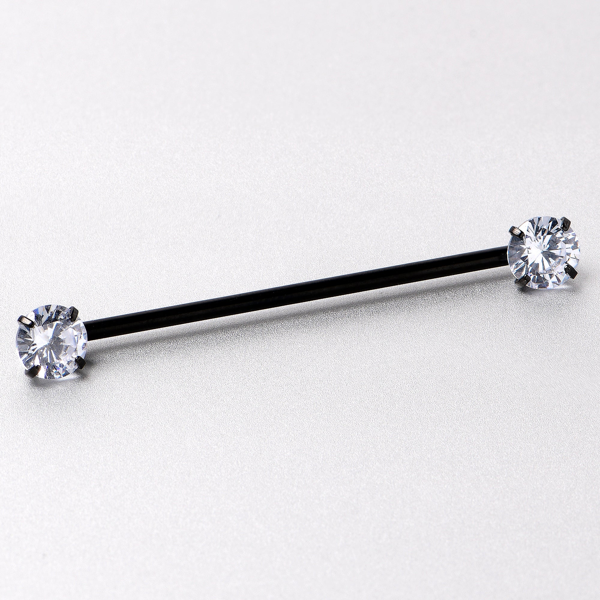 14 Gauge Clear CZ Gem Black Threadless Industrial Barbell 38mm