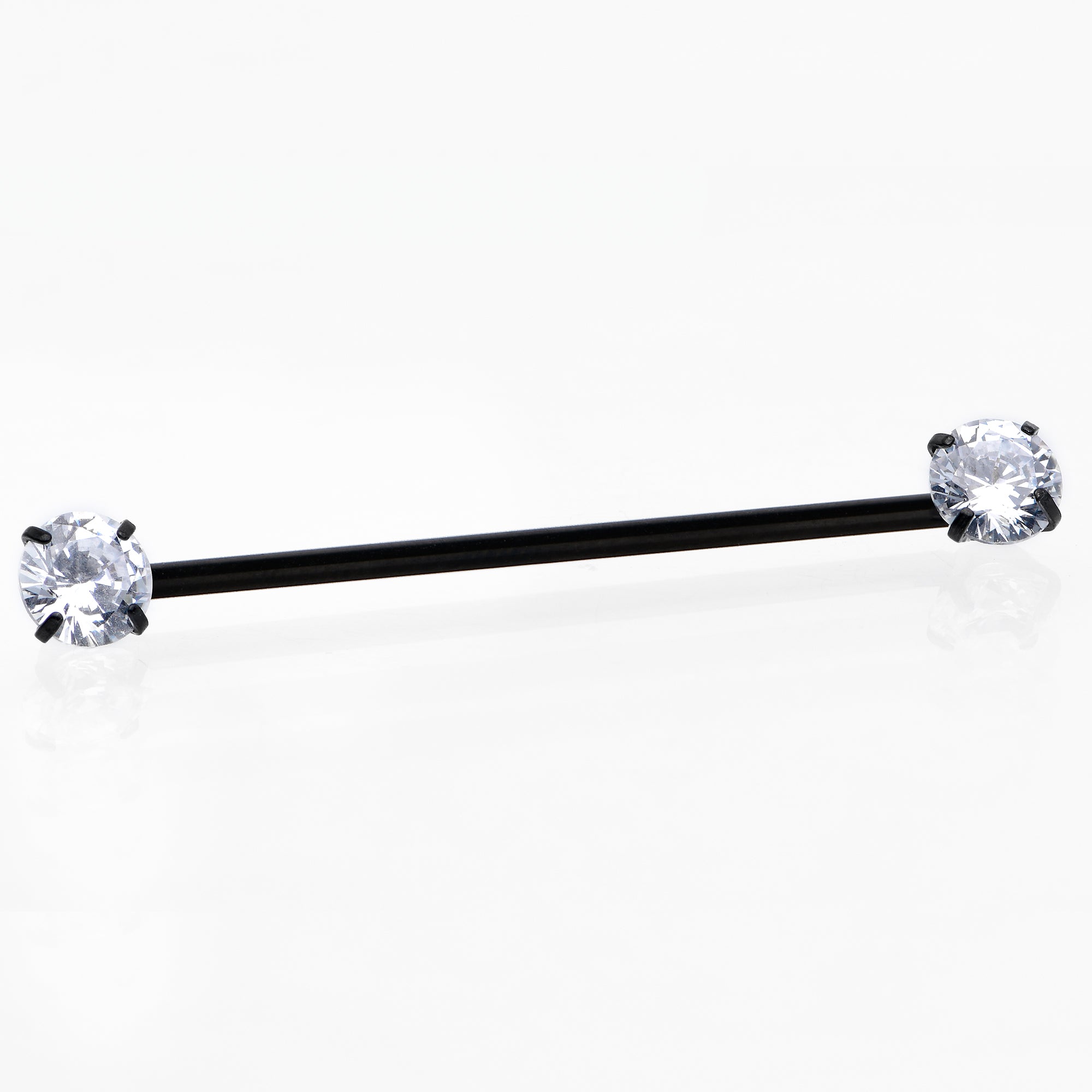 14 Gauge Clear CZ Gem Black Threadless Industrial Barbell 38mm