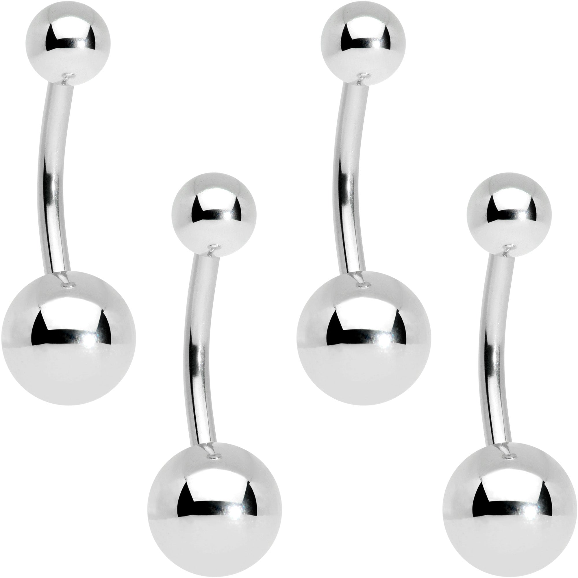 Internally Threaded Simple Belly Ring Set of 4