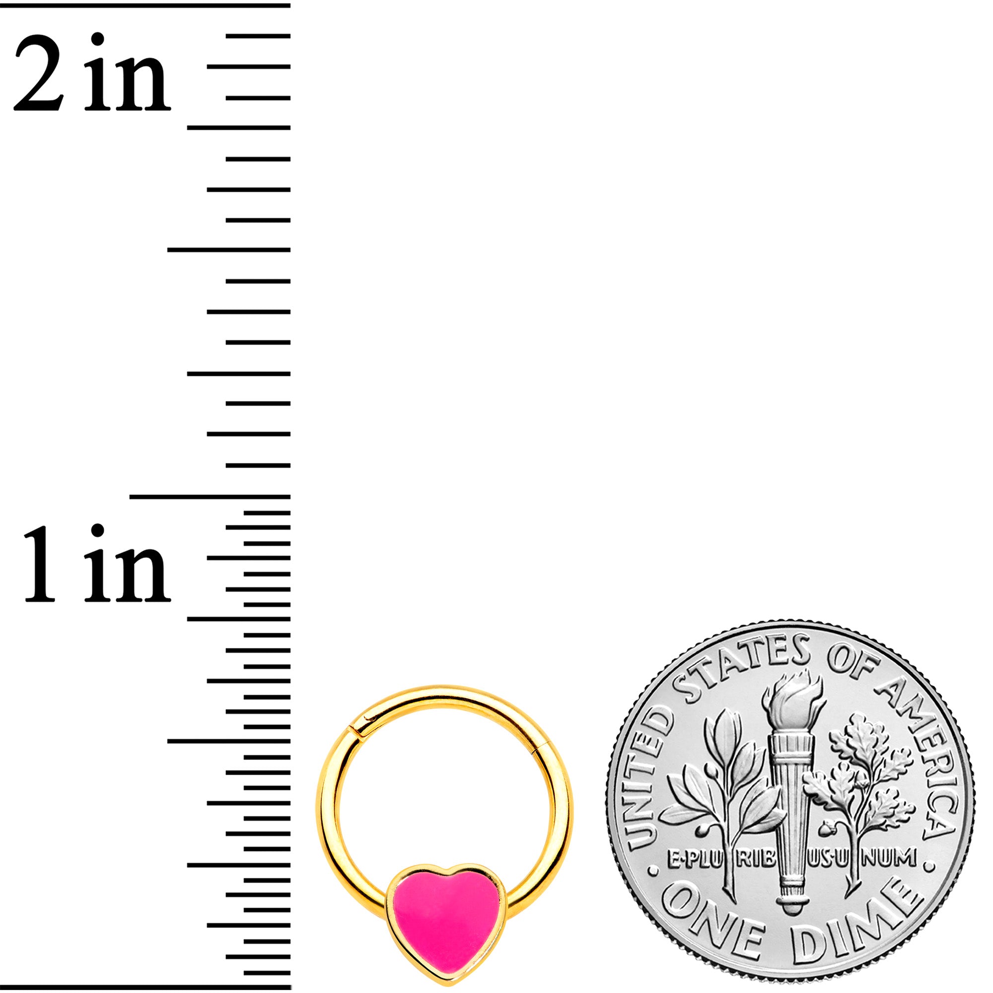 16 Gauge 3/8 Gold Tone Pink Heart Hinged Segment Ring