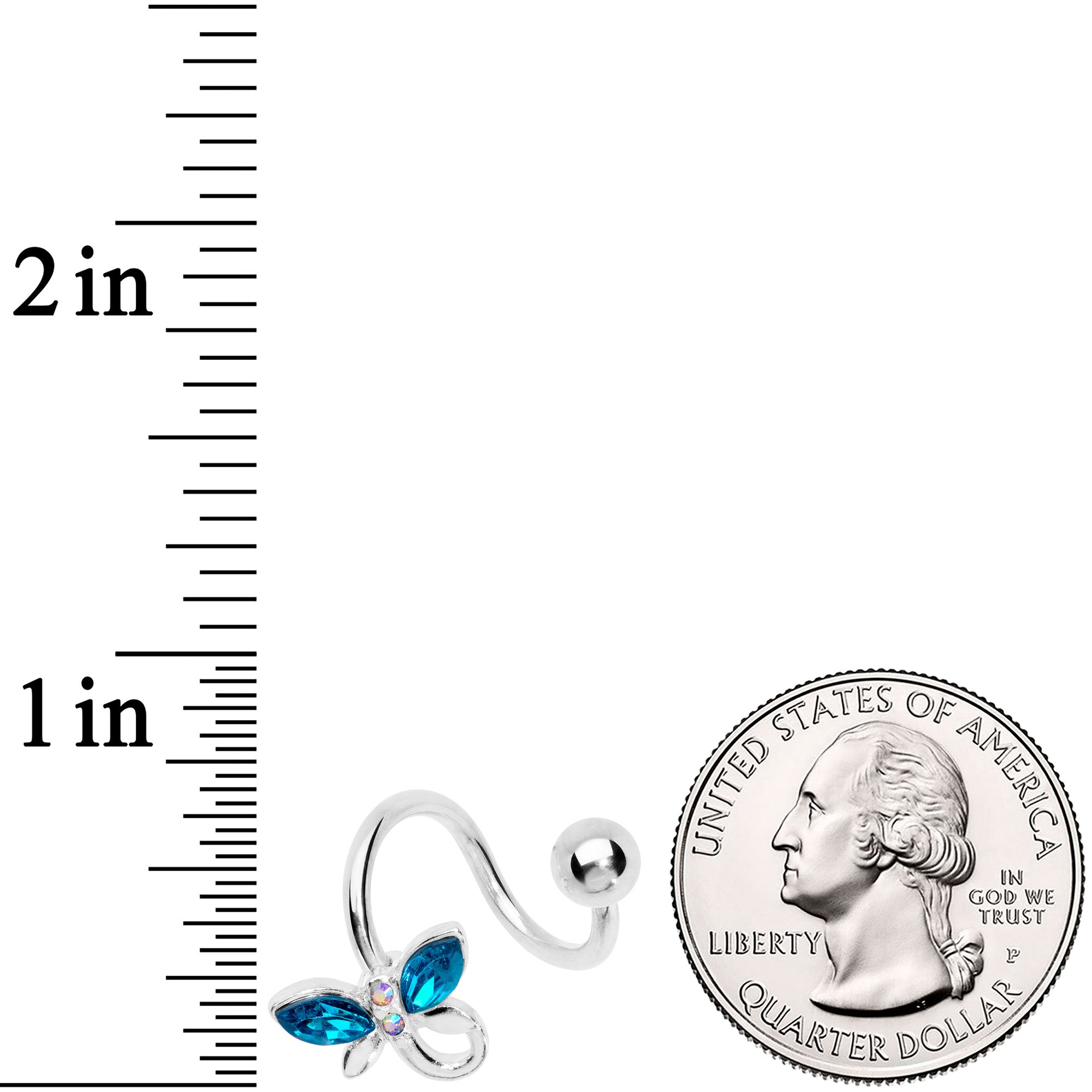 Aqua Aurora Gem Loop Butterfly Spiral Twister Belly Ring