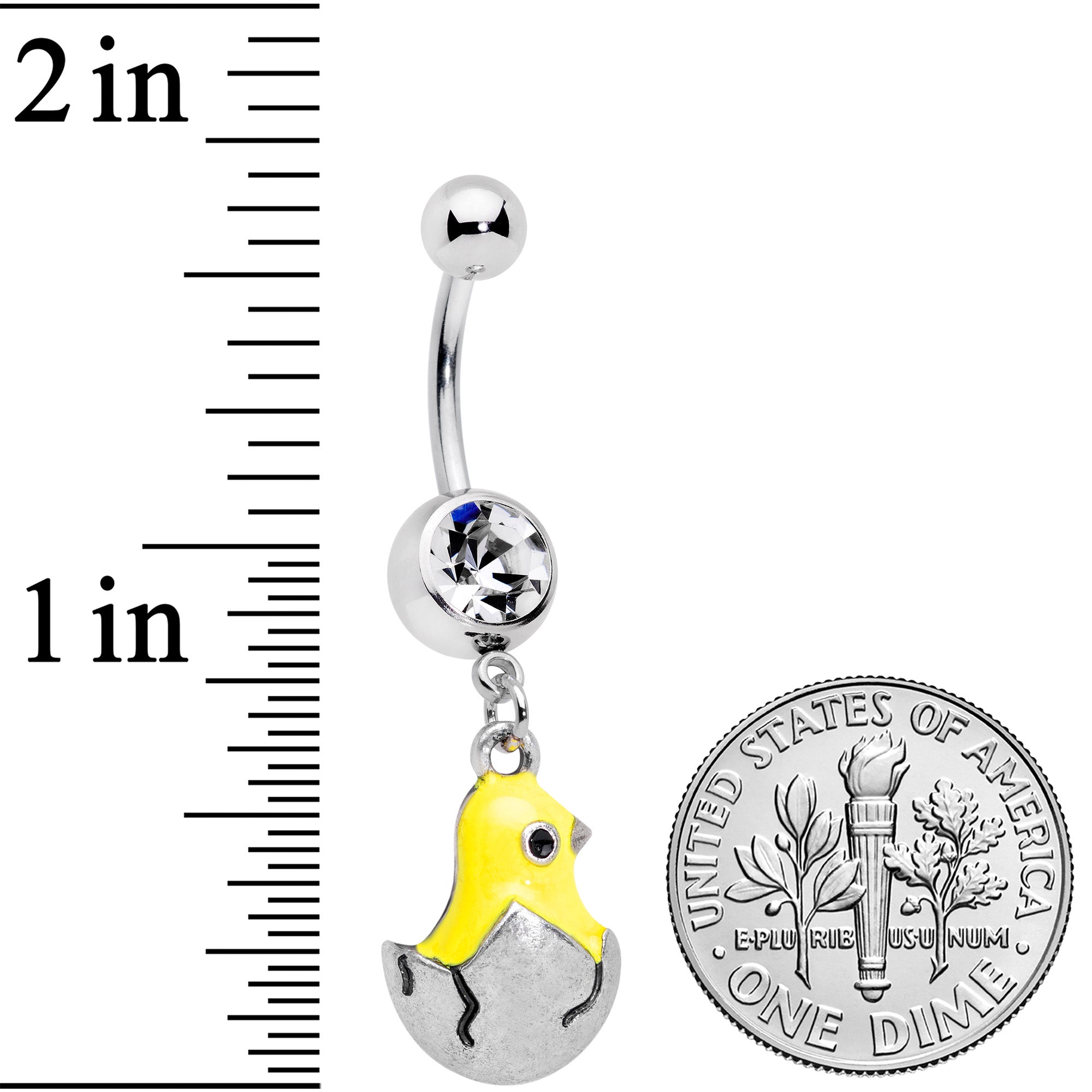 Clear Gem Hatching Easter Chick Dangle Belly Ring