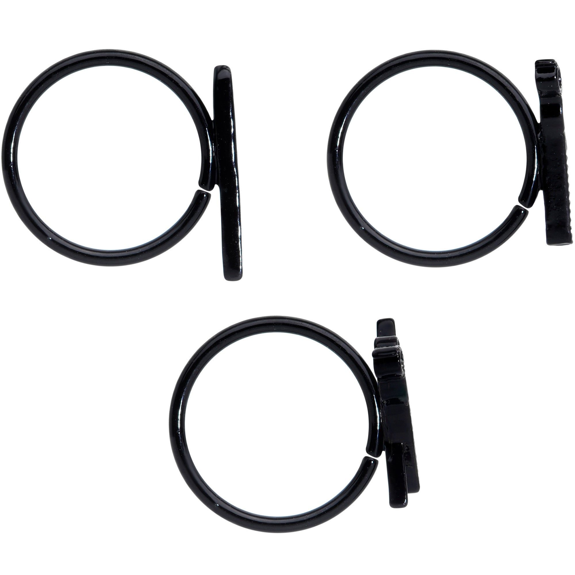 18 Gauge 3/8 Black Scissors Comb Hair Nose Hoop Set of 3