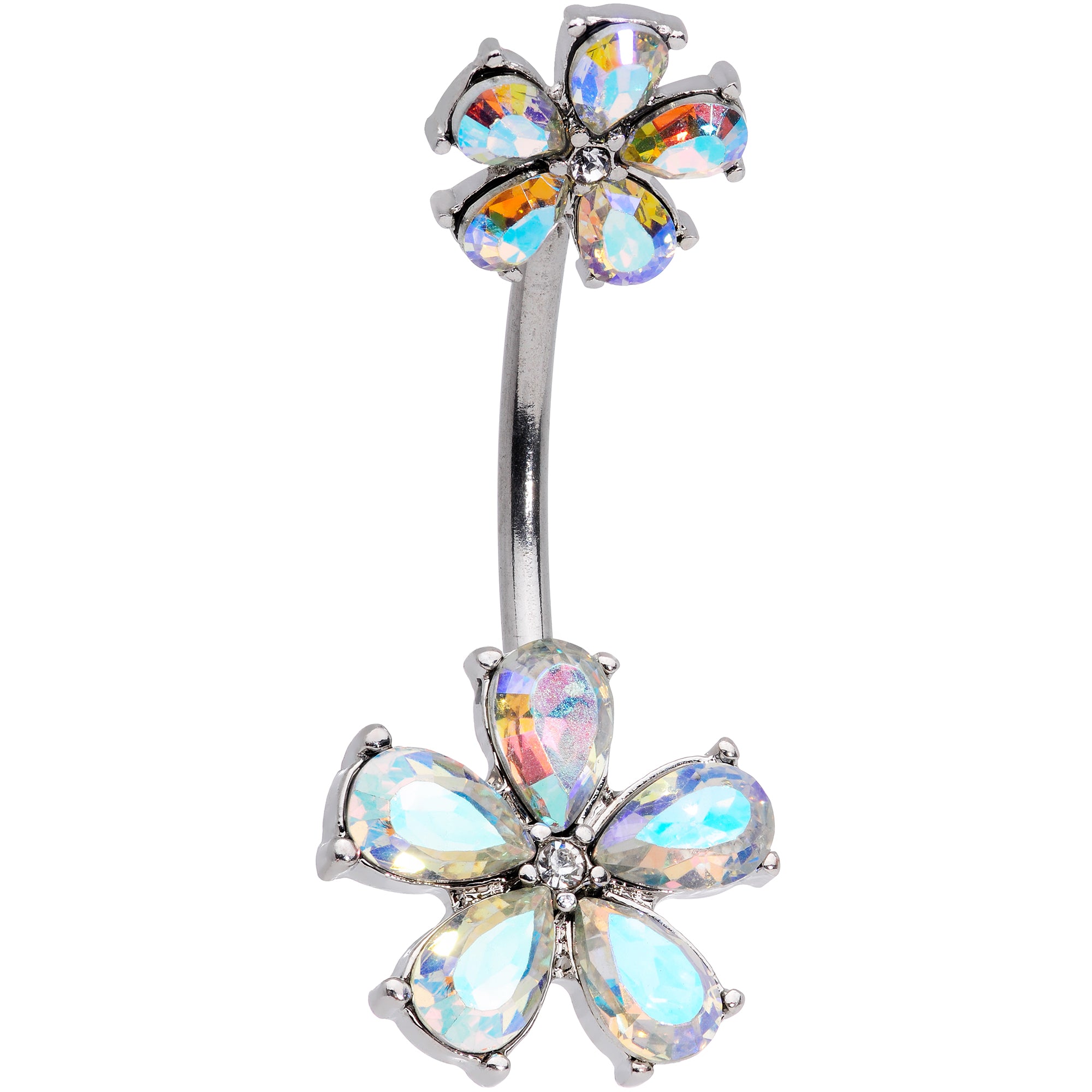 Aurora Gem Fabulous Flowers Double Mount Belly Ring