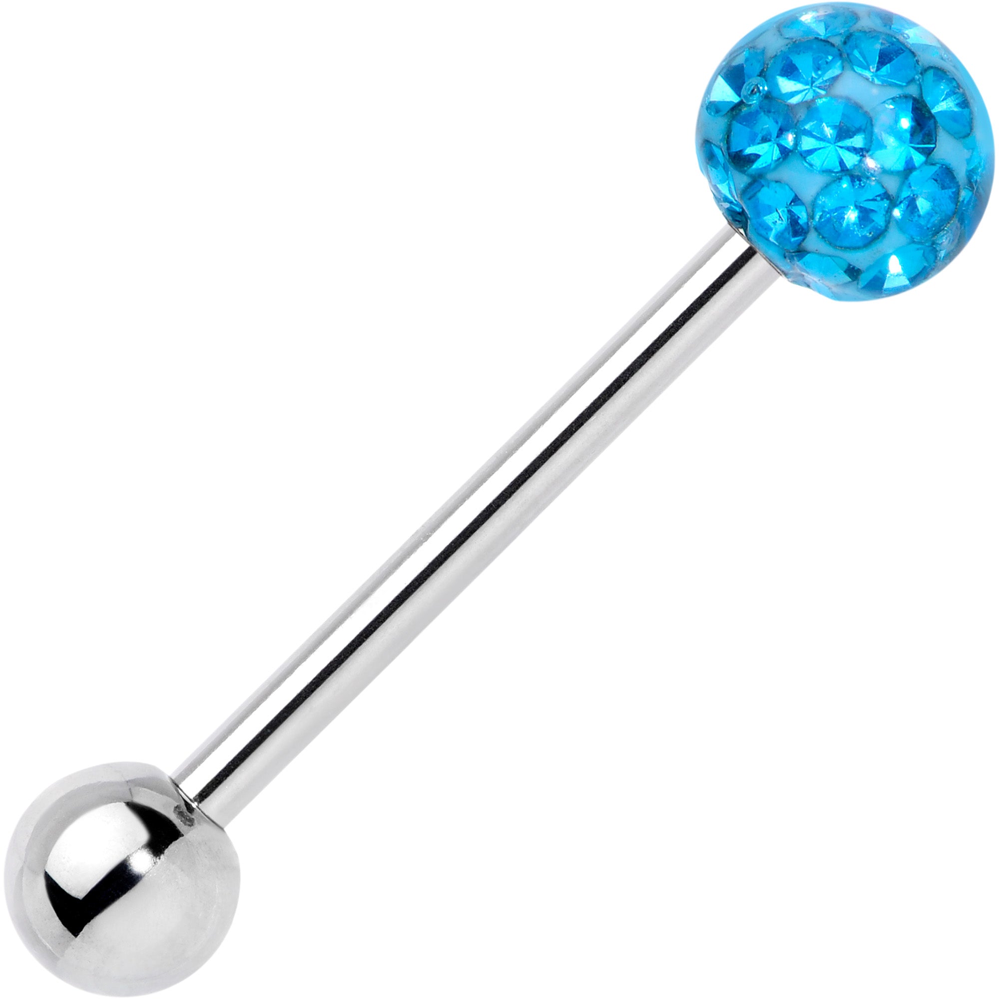 Aqua Gem Disco Ball Internally Threaded Barbell Tongue Ring