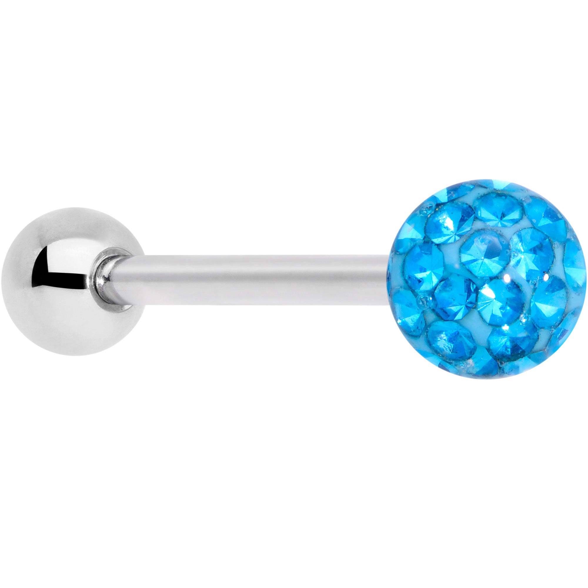 Aqua Gem Disco Ball Internally Threaded Barbell Tongue Ring