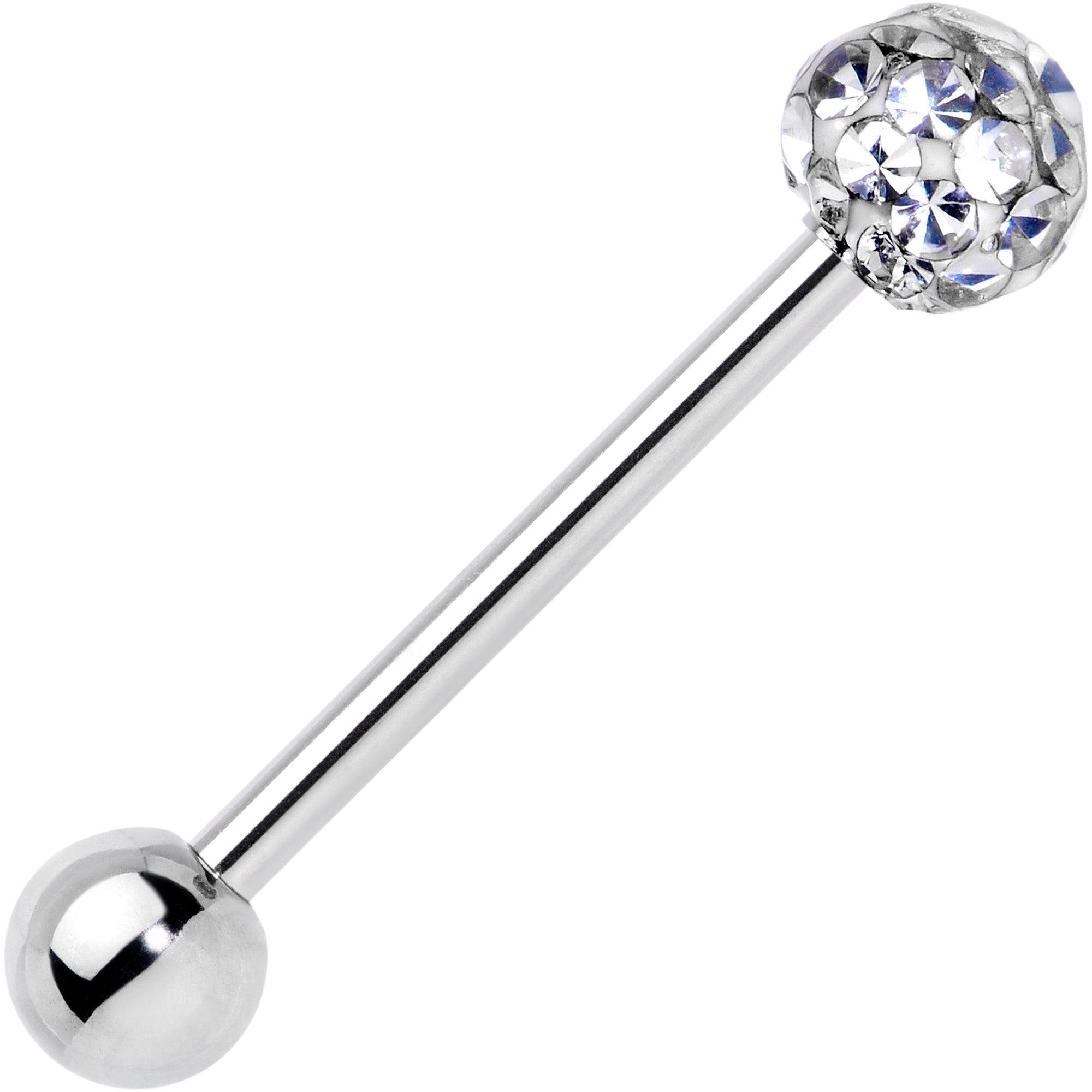 Clear Gem Disco Ball Internally Threaded Barbell Tongue Ring