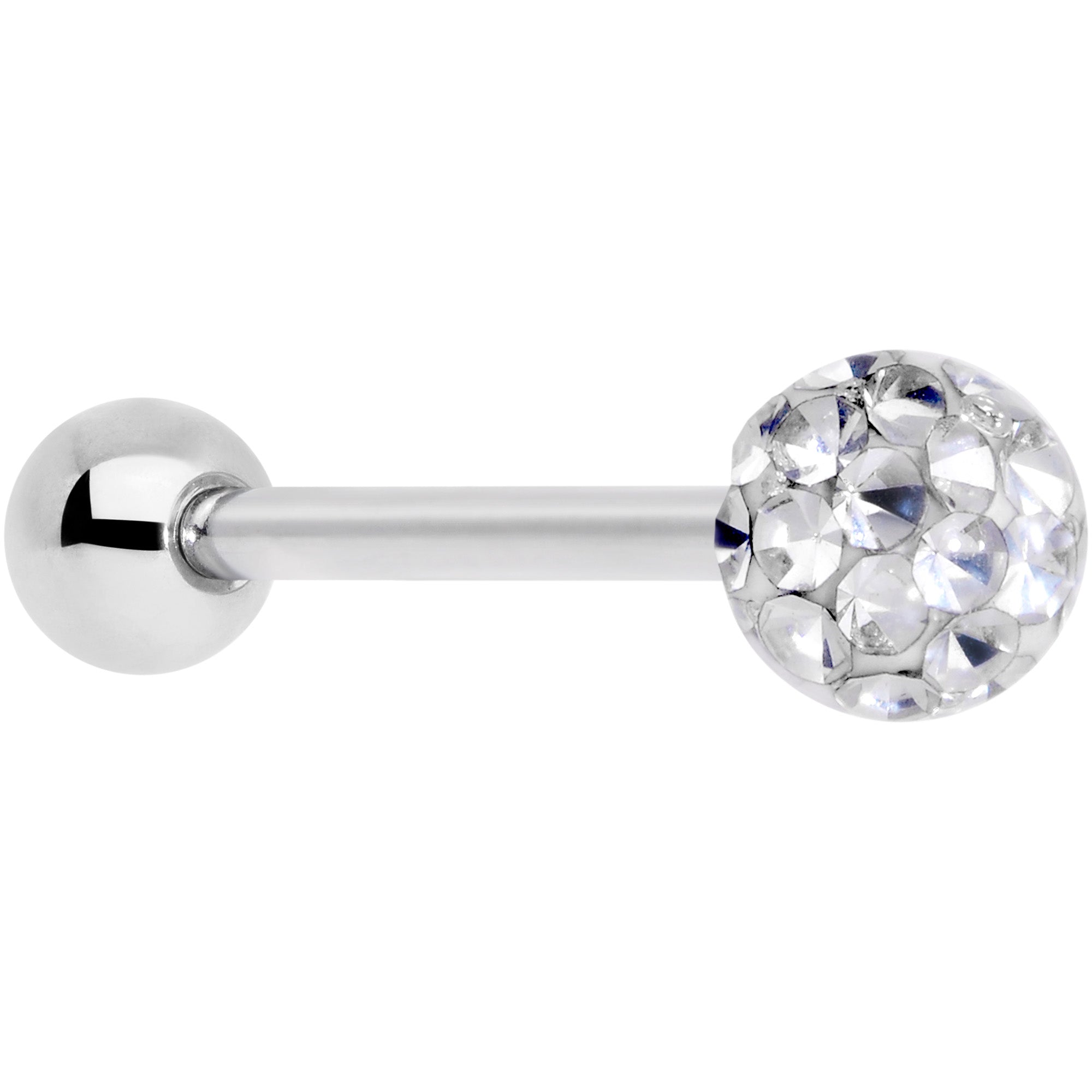 Clear Gem Disco Ball Internally Threaded Barbell Tongue Ring