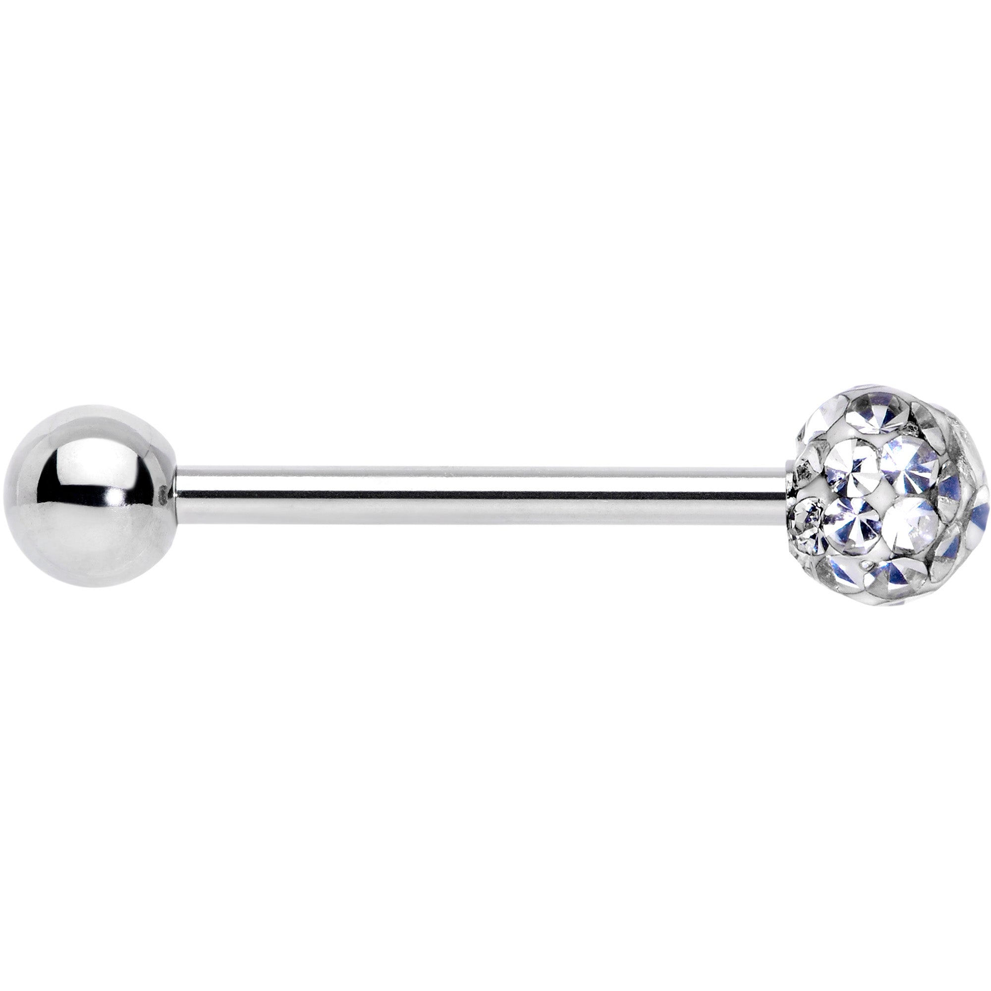 Clear Gem Disco Ball Internally Threaded Barbell Tongue Ring