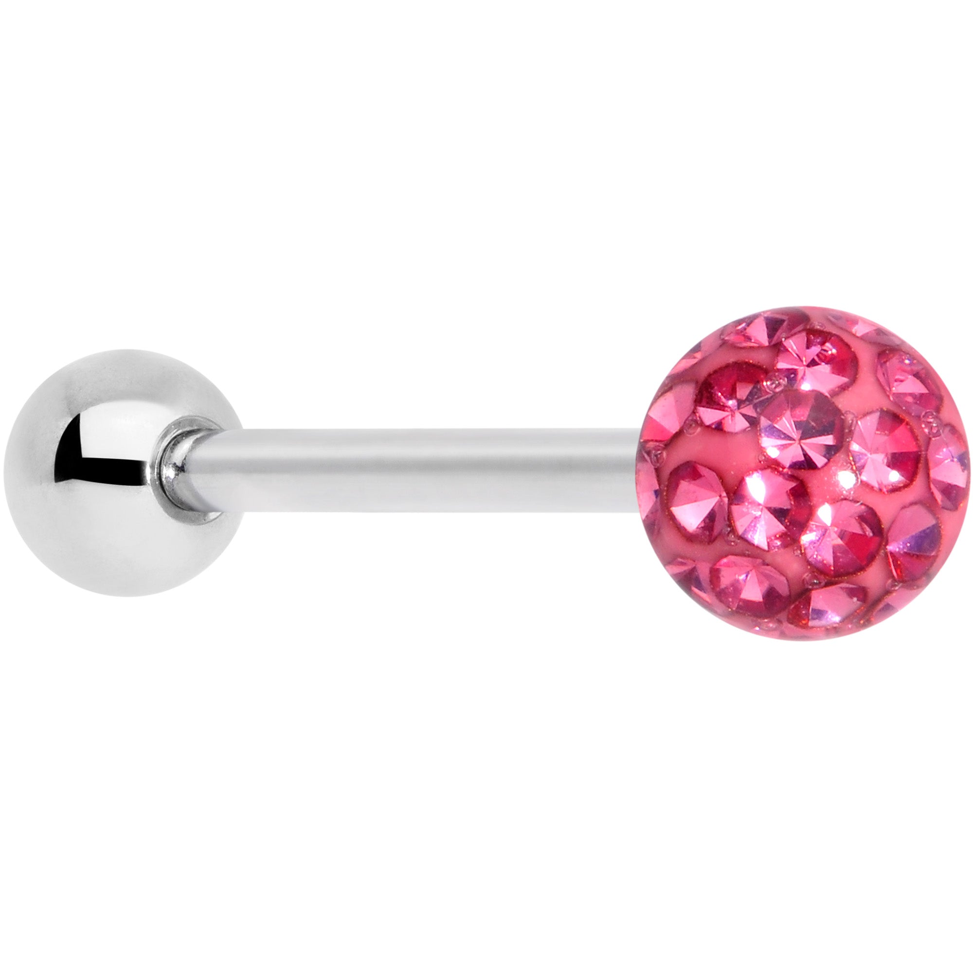 Pink Gem Disco Ball Internally Threaded Barbell Tongue Ring