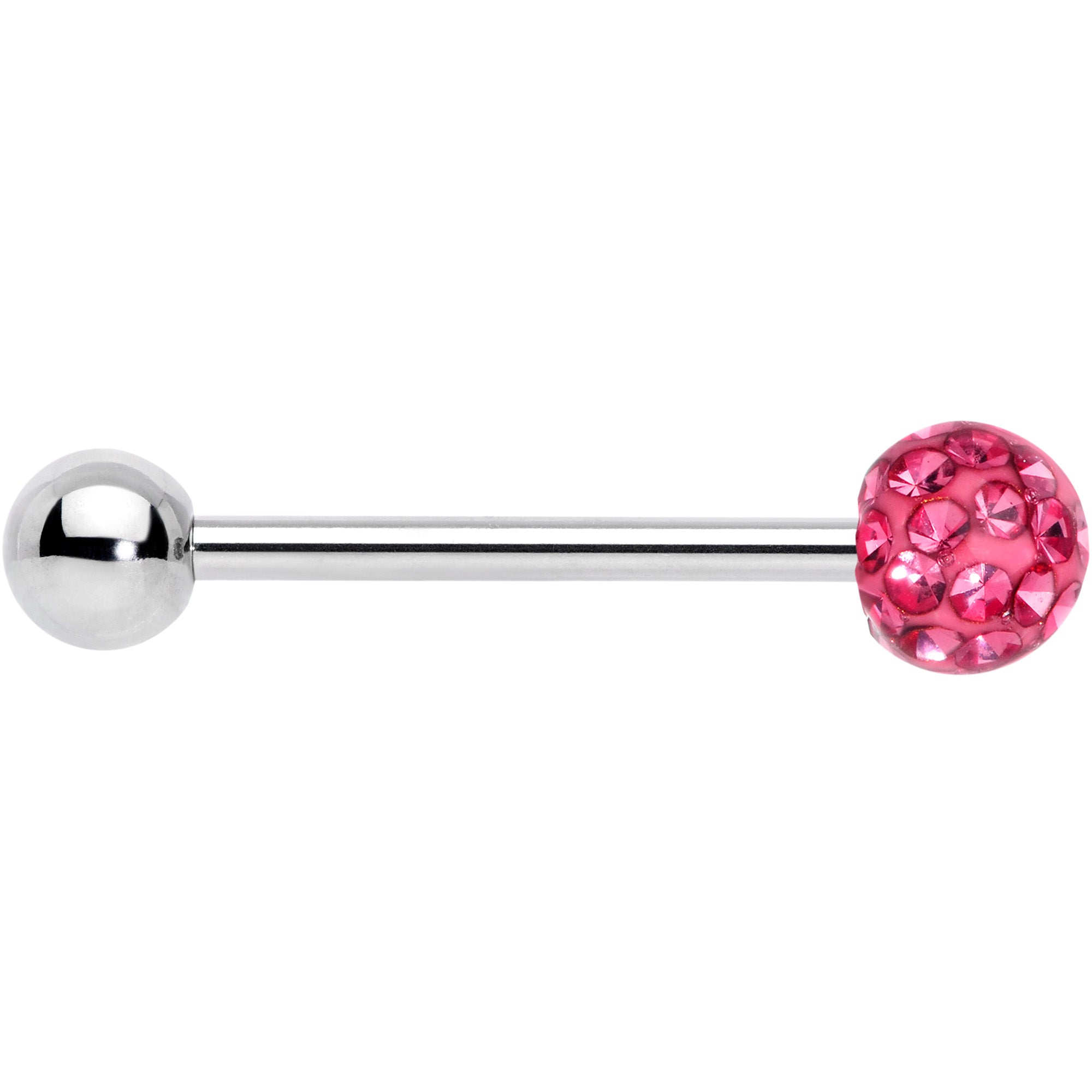 Pink Gem Disco Ball Internally Threaded Barbell Tongue Ring