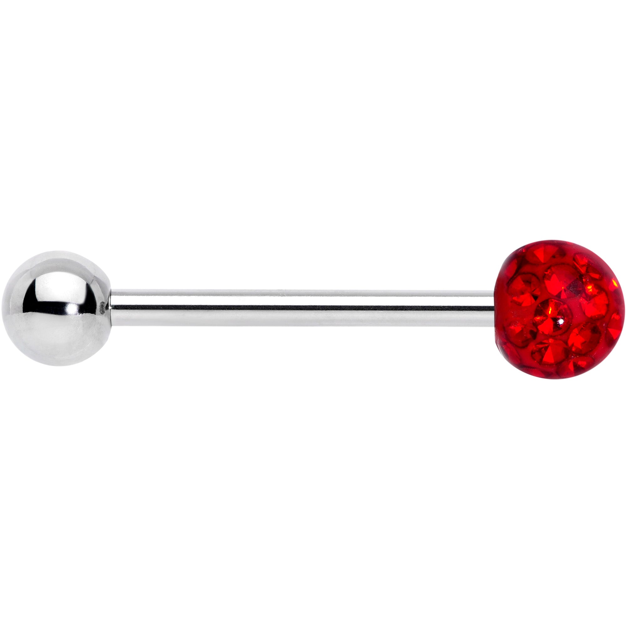 Red Gem Disco Ball Internally Threaded Barbell Tongue Ring