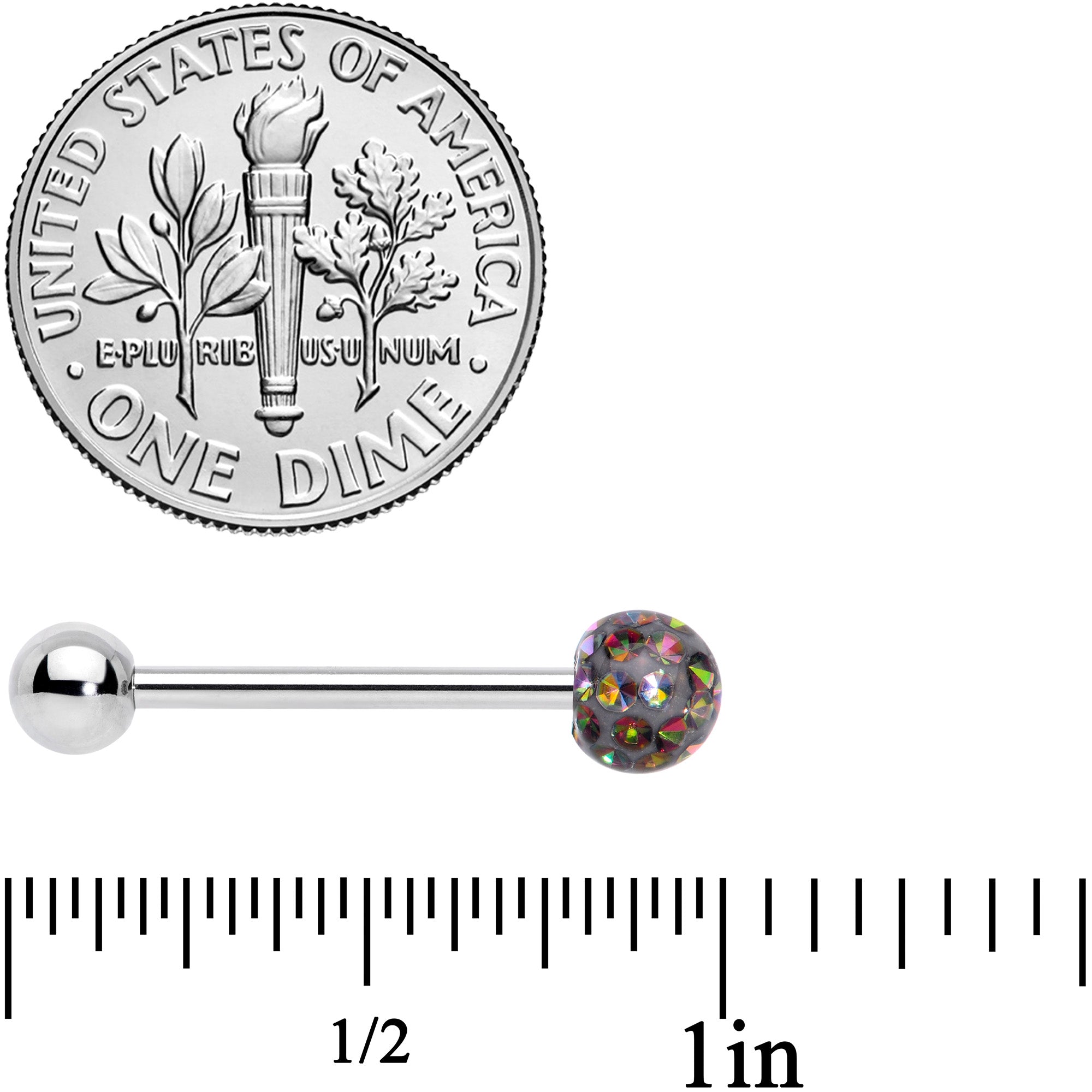 Vitrail Gem Disco Ball Internally Threaded Barbell Tongue Ring