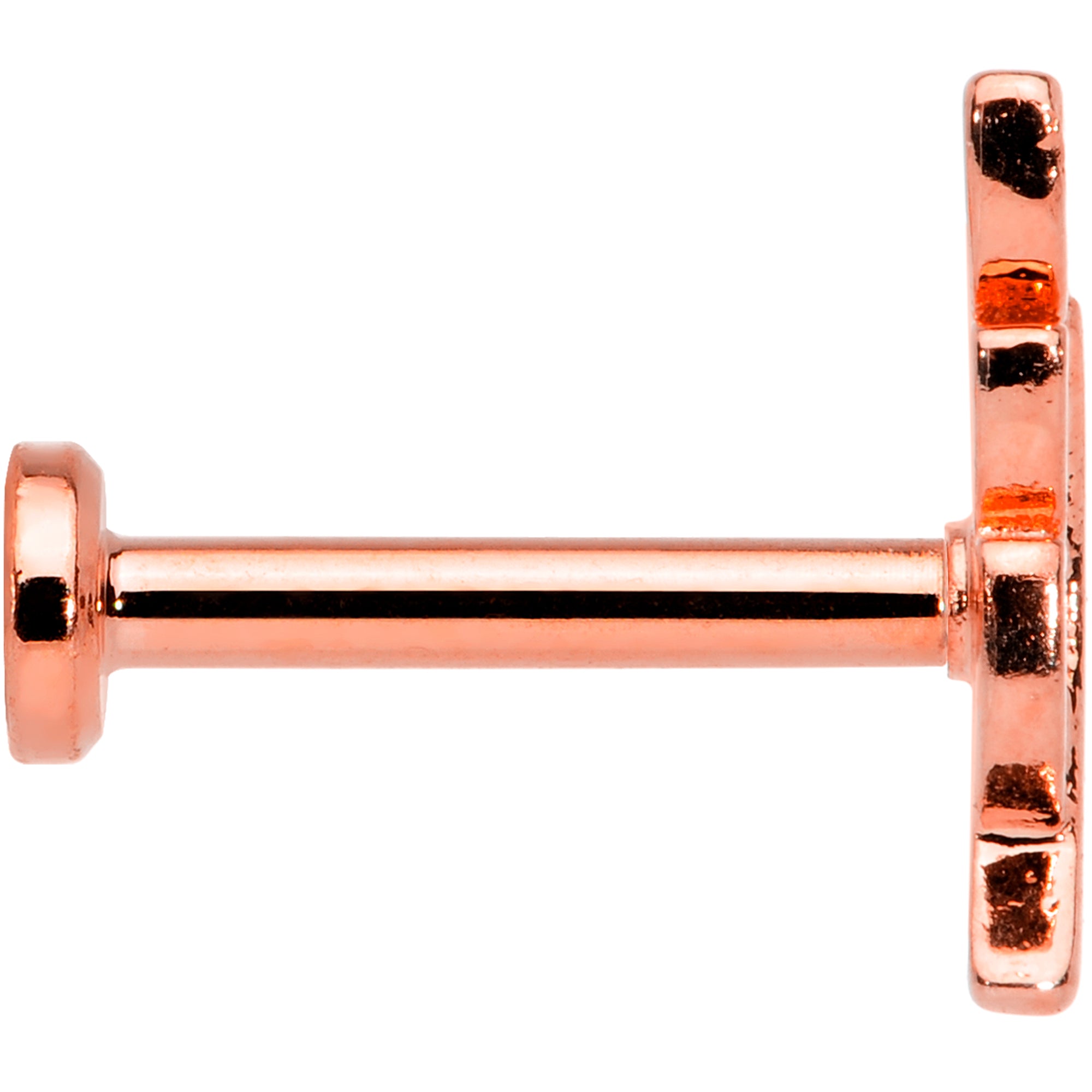 16 Gauge 5/16 Color CZ Gem Rose Gold Tone Leaf Internal Thread Labret