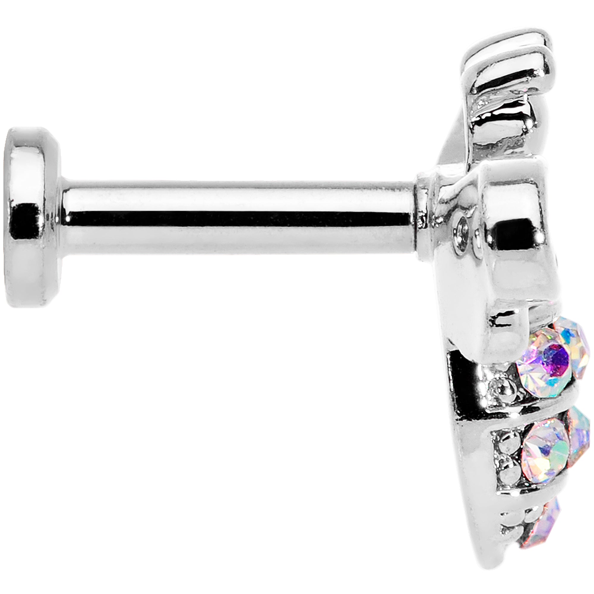 16 Gauge 1/4 Aurora CZ Gem Beauty Bee Internally Threaded Labret