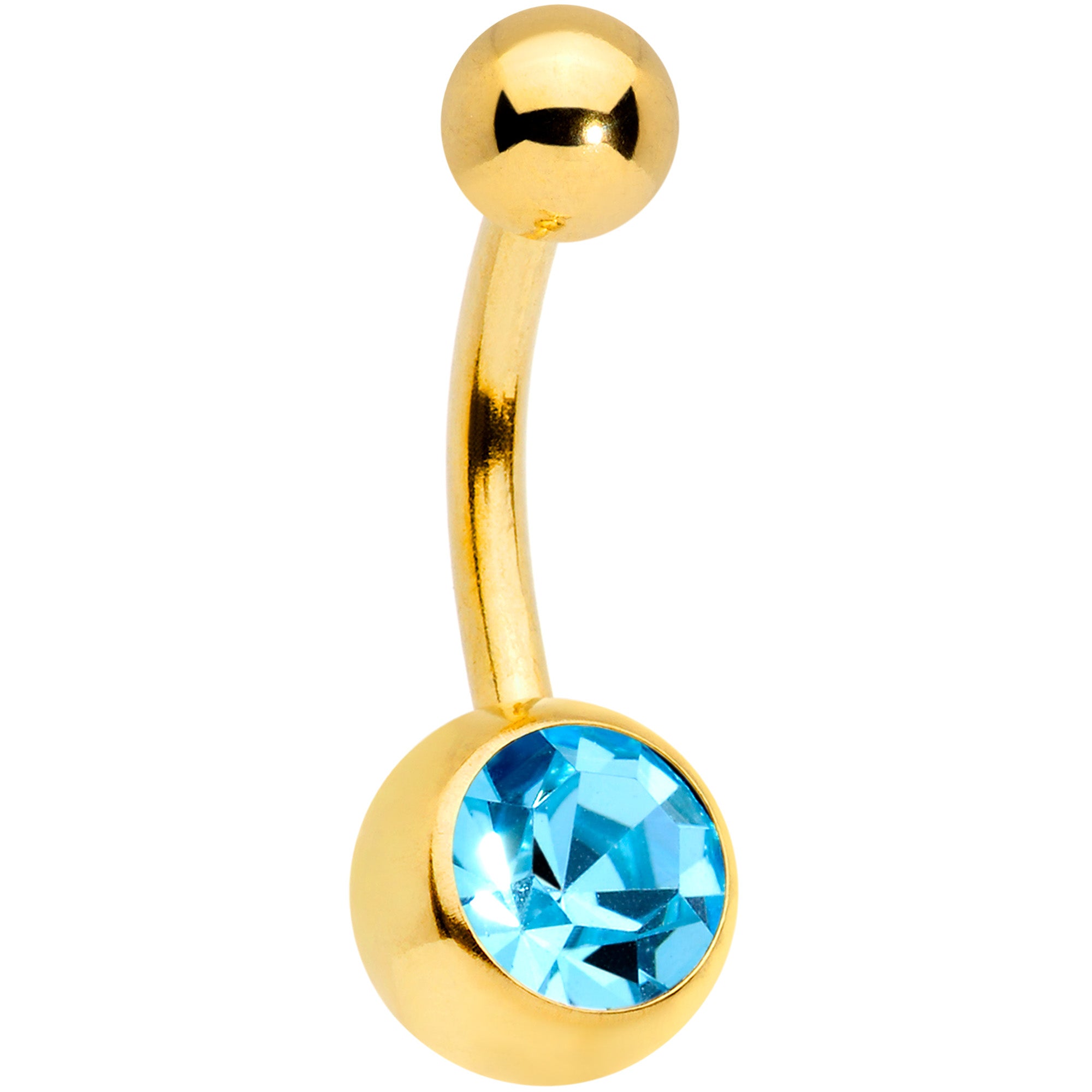 Aqua Gem Gold Tone Flower Pearly Belly Ring Set of 3