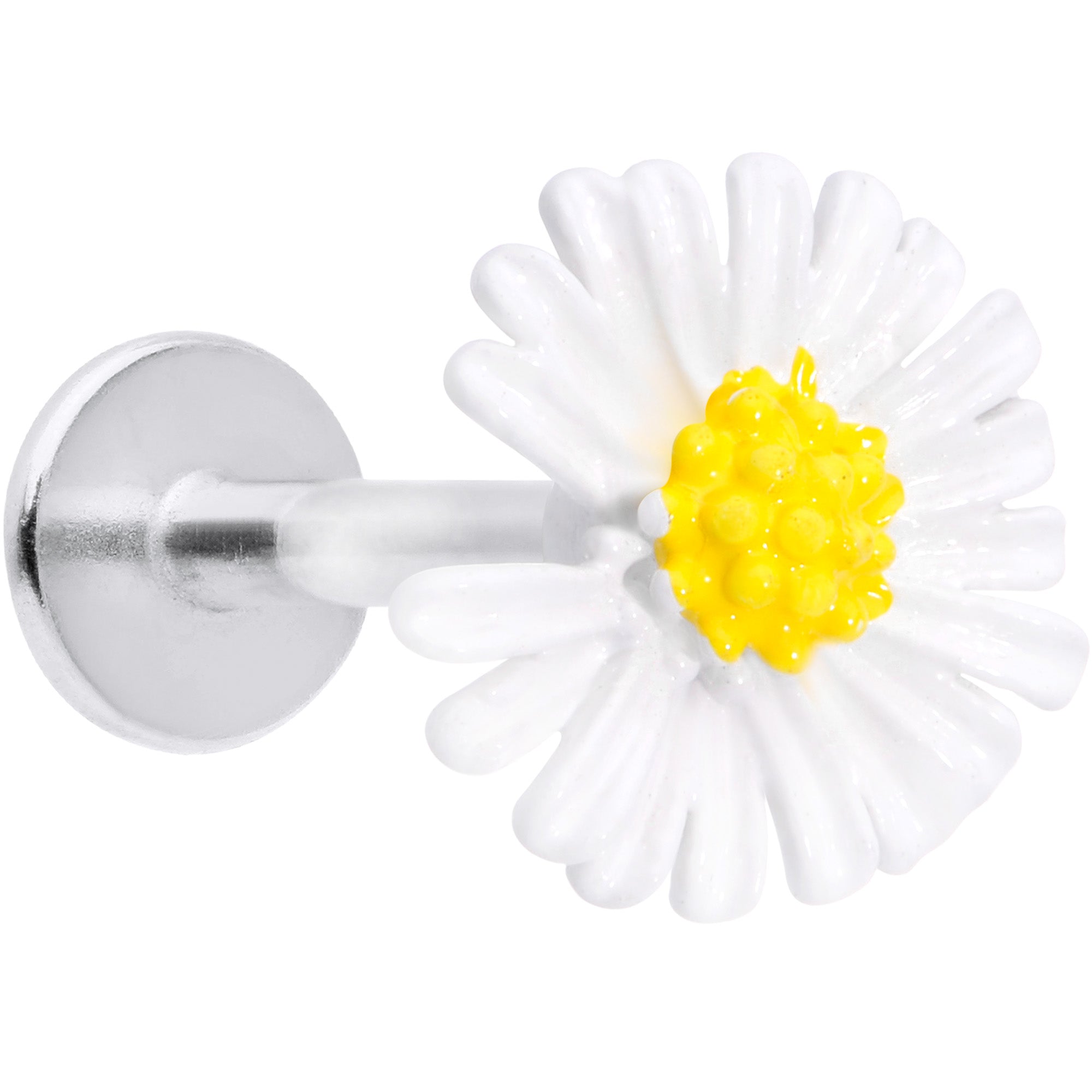 16 Gauge 5/16 White Daisy Flower Labret Monroe Tragus